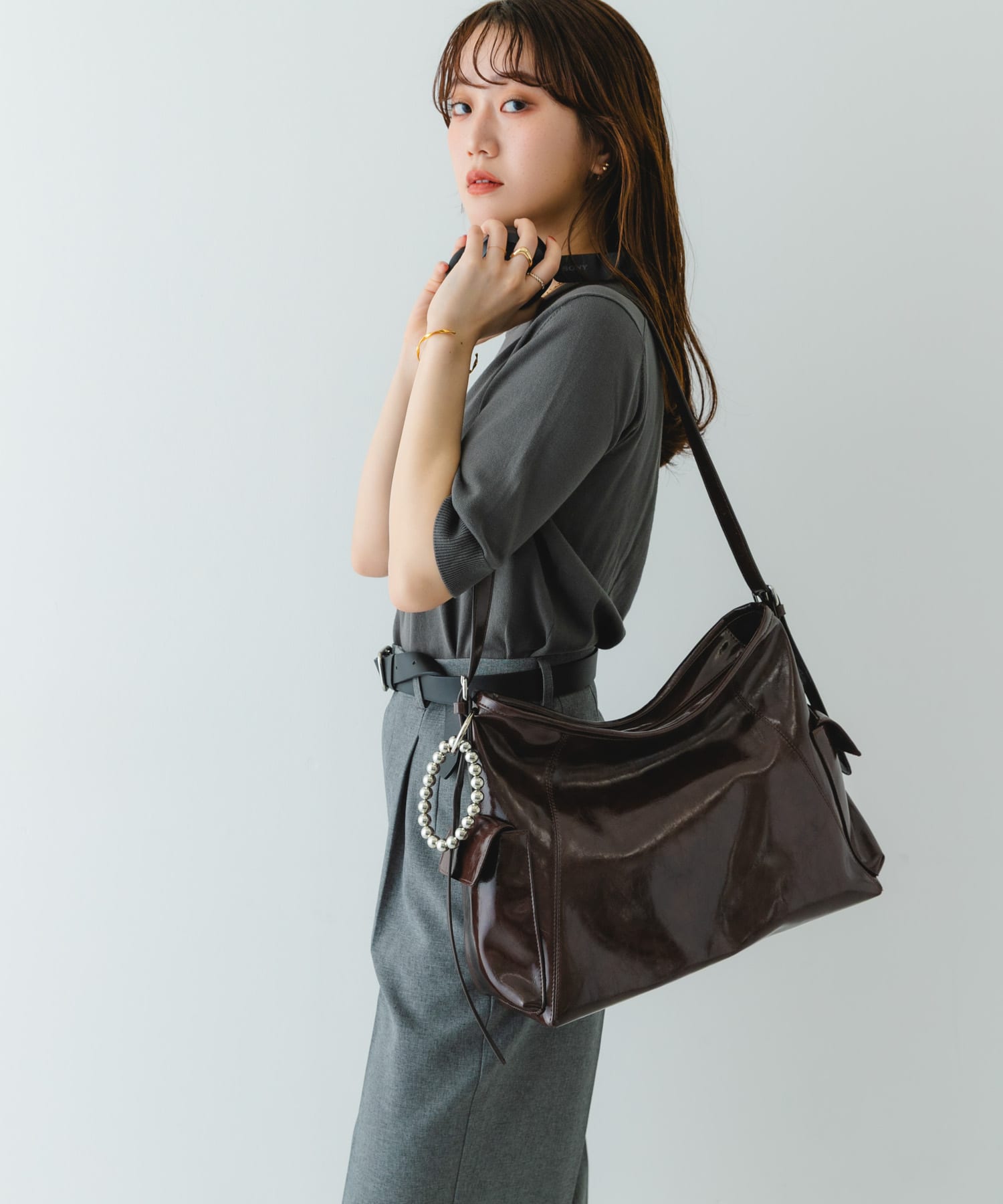 『WEB限定』ポケットワンショルダーバッグ BROWN one