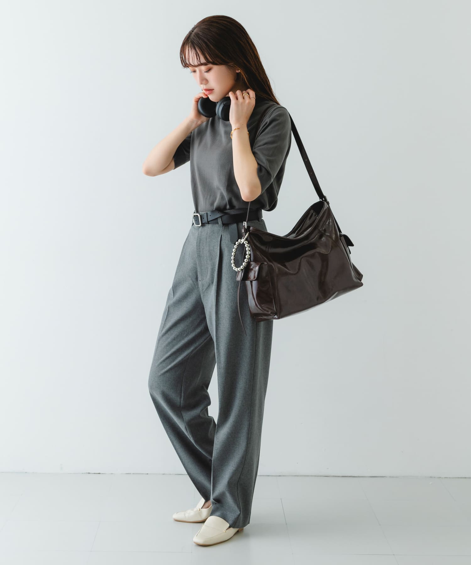 『WEB限定』ポケットワンショルダーバッグ BROWN one