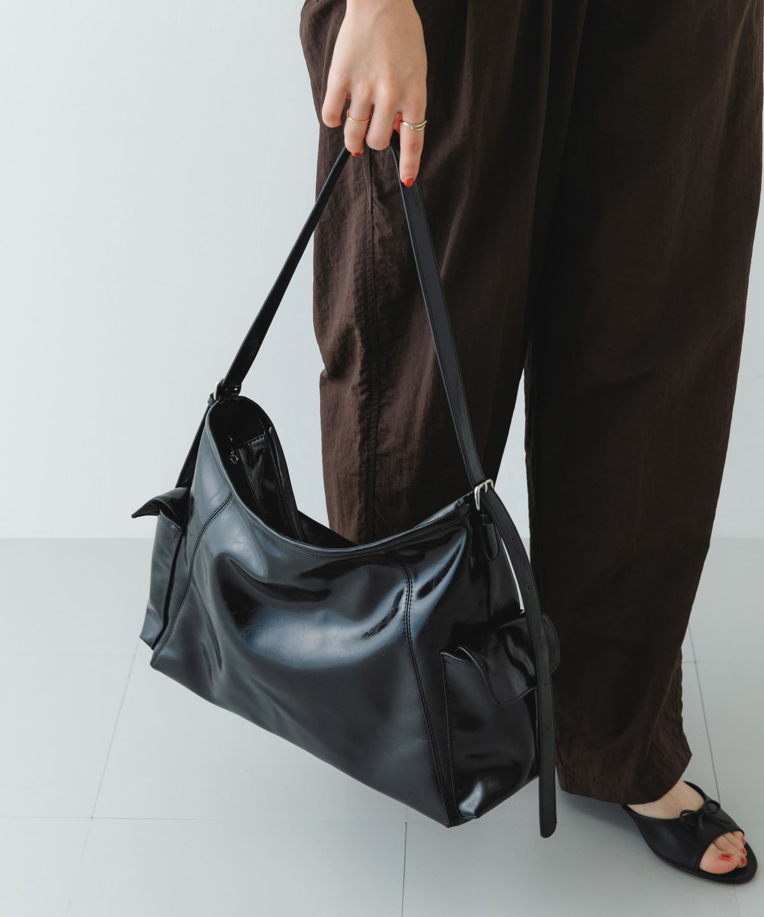 『WEB限定』ポケットワンショルダーバッグ BLACK one