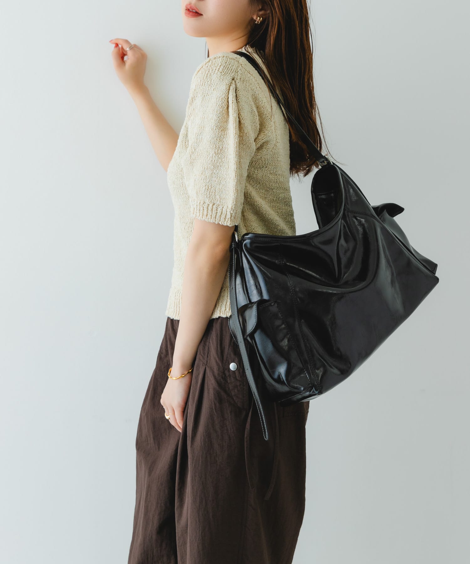 『WEB限定』ポケットワンショルダーバッグ BLACK one