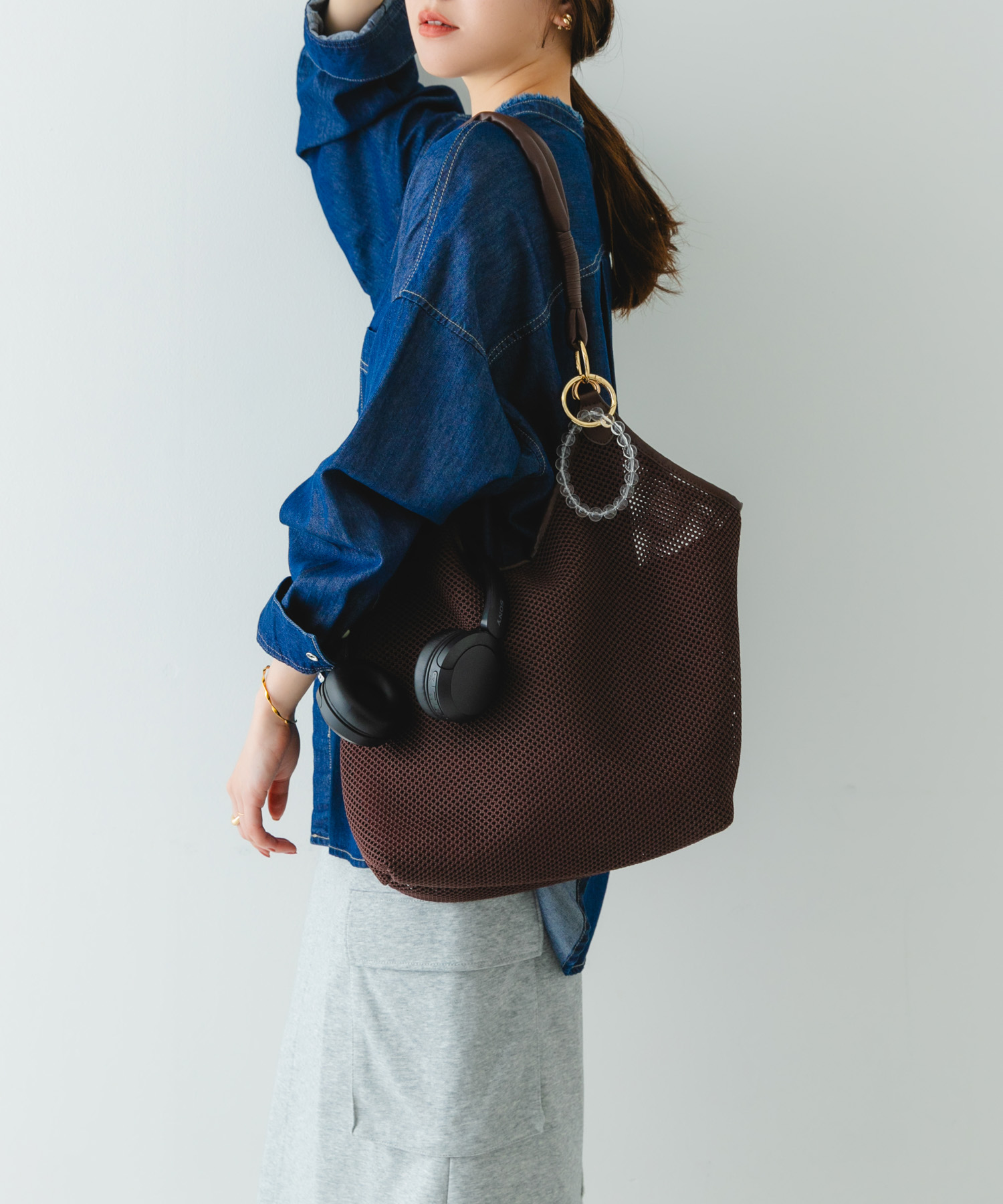 メッシュトートバッグ BROWN one