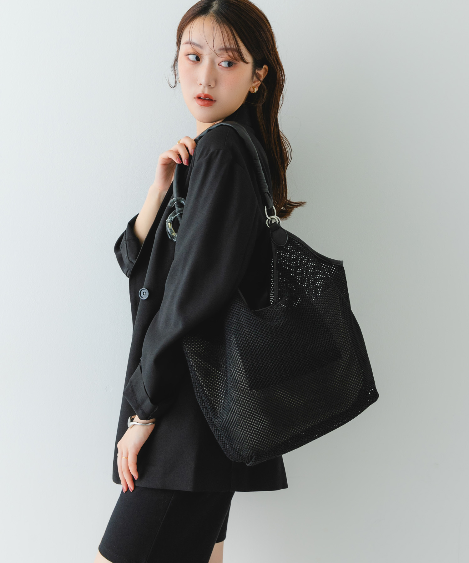 メッシュトートバッグ BLACK one