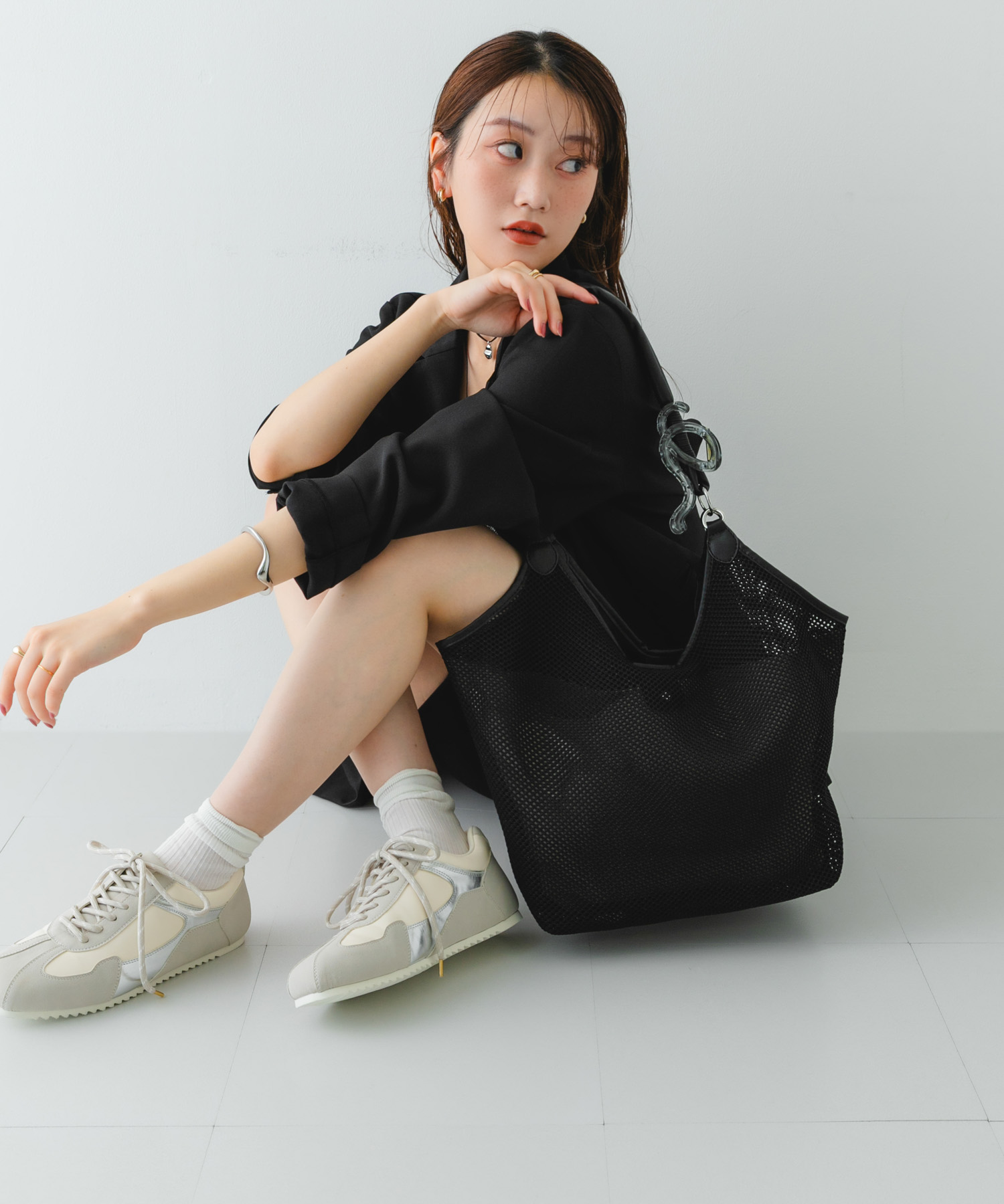 メッシュトートバッグ BLACK one