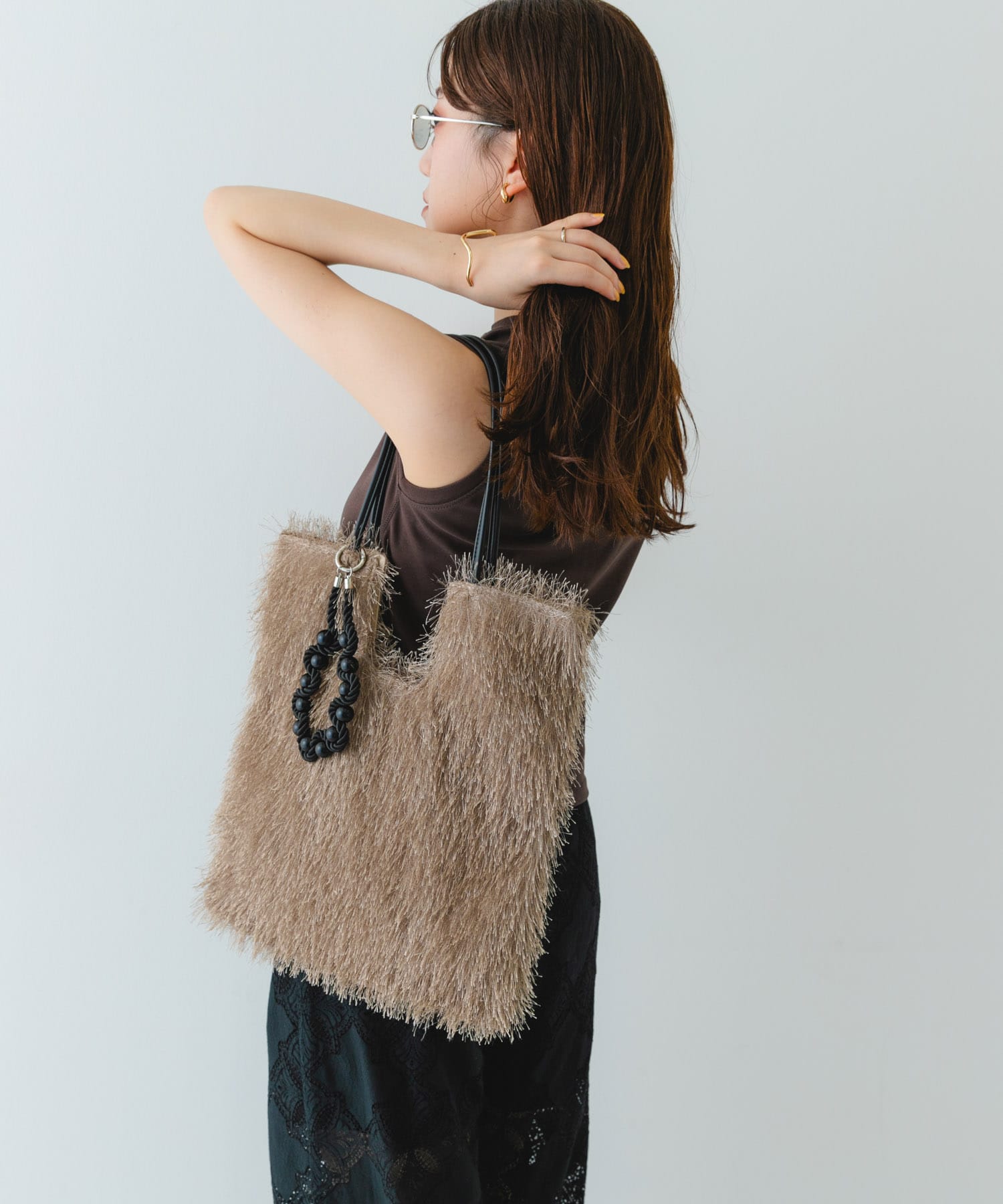 ヘアリートートバッグ BEIGE one