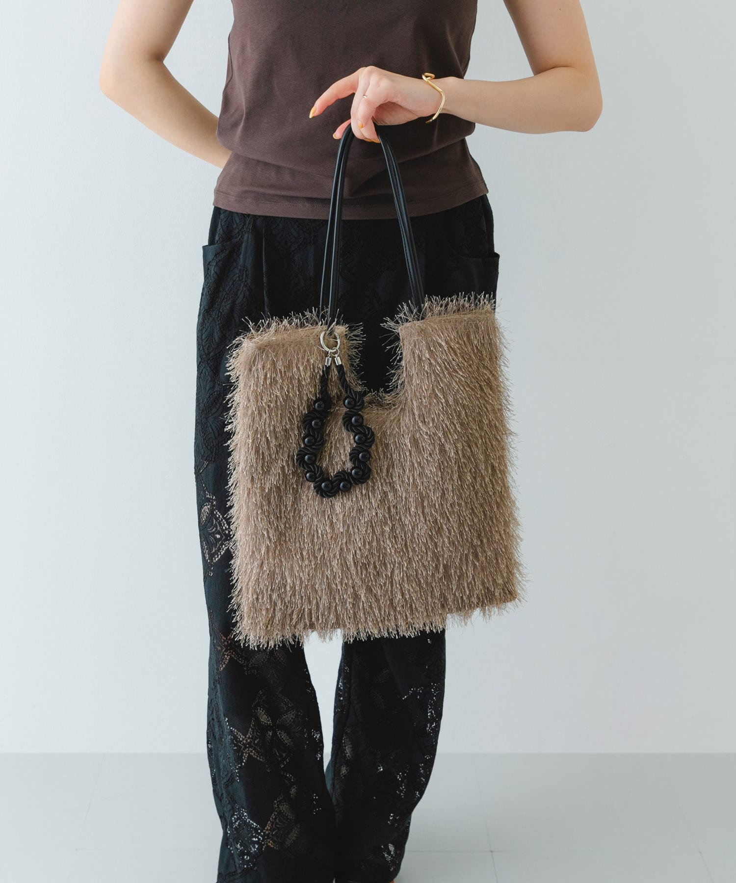 ヘアリートートバッグ BEIGE one