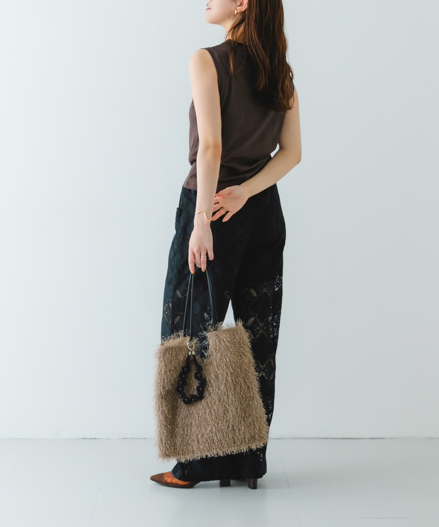 ヘアリートートバッグ BEIGE one
