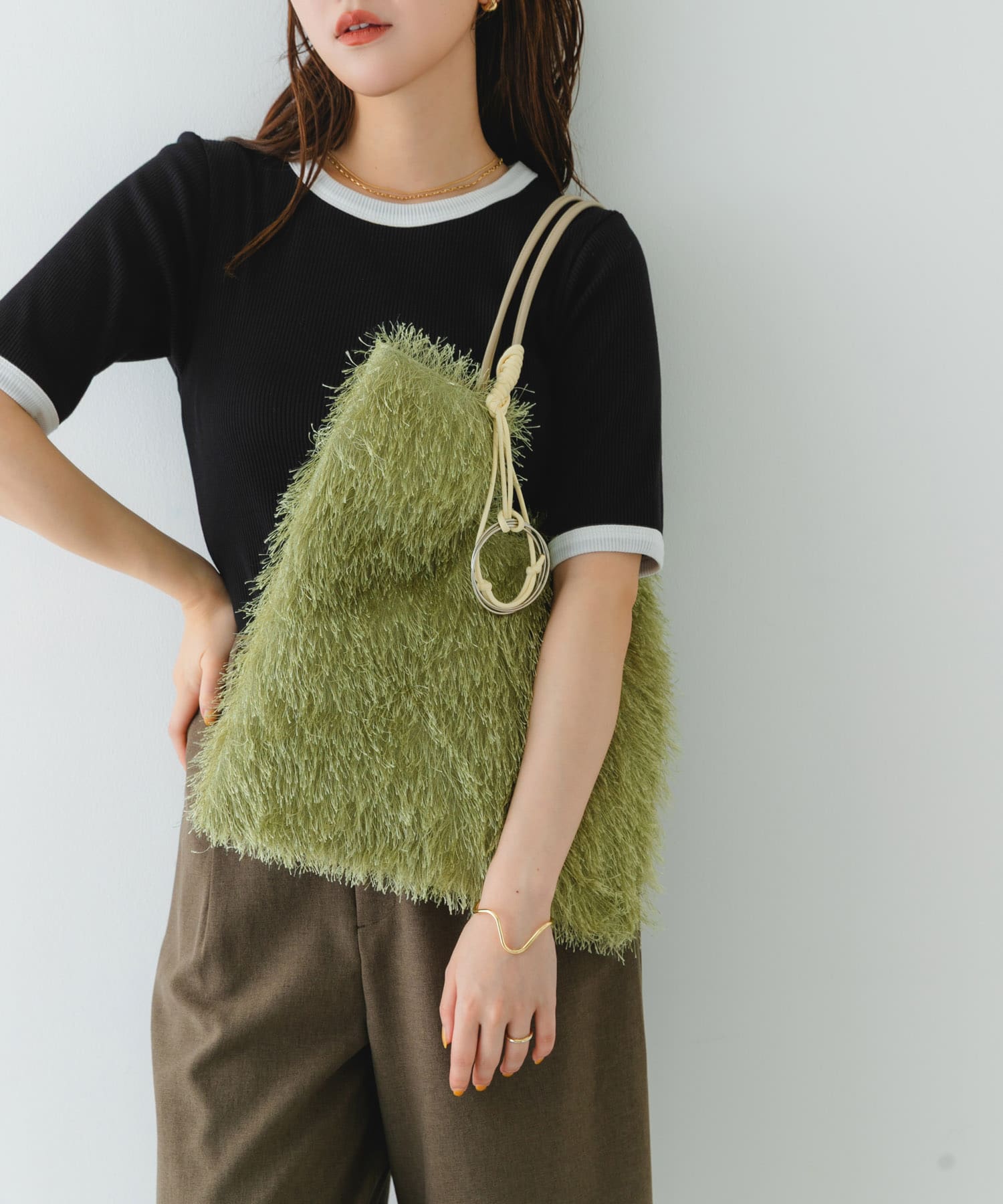 ヘアリートートバッグ OLIVE one