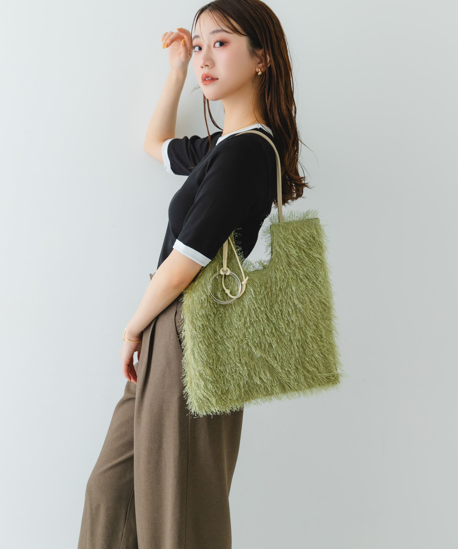 ヘアリートートバッグ OLIVE one