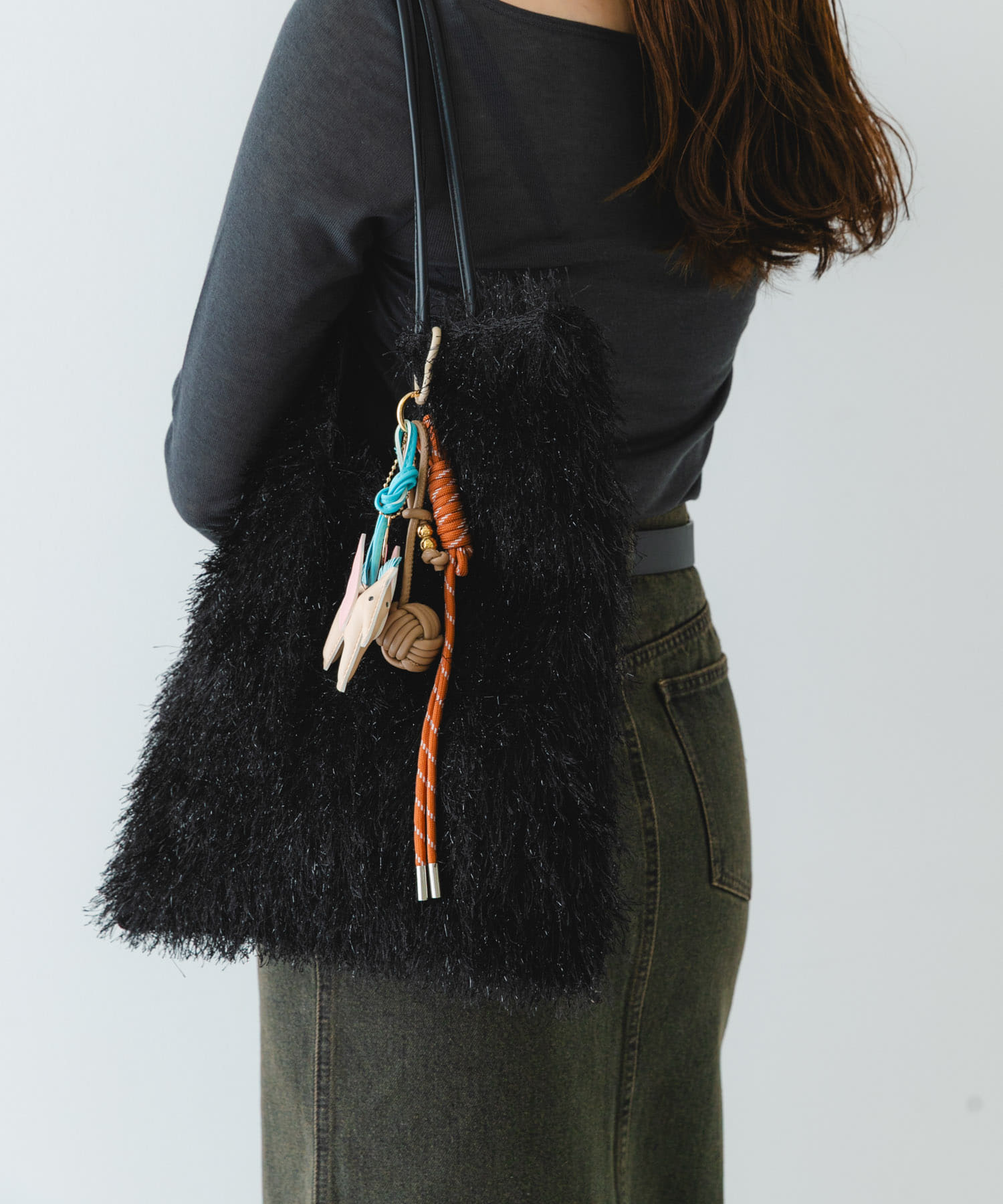ヘアリートートバッグ BLACK one