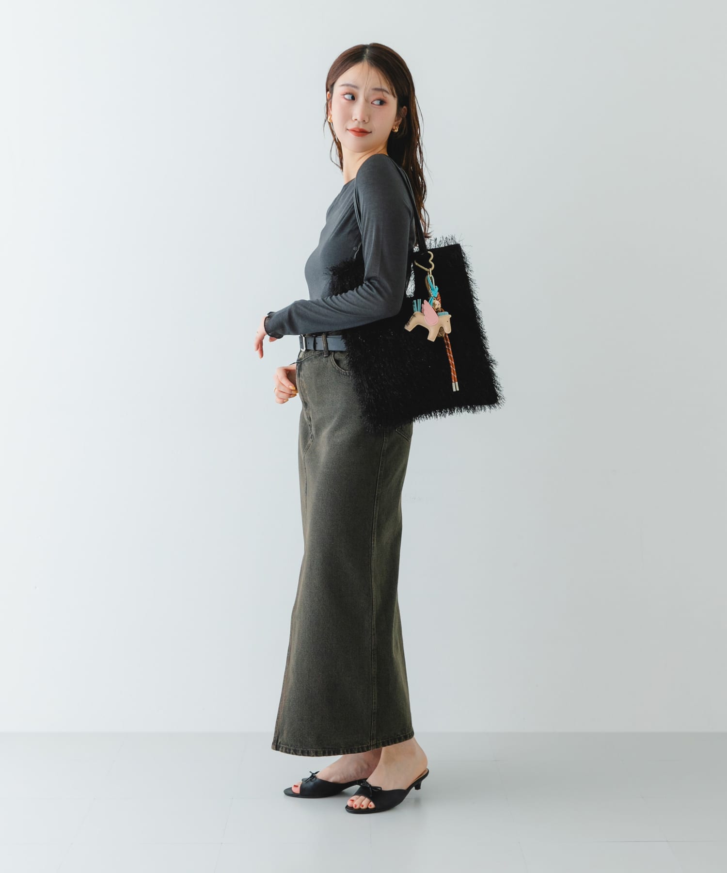 ヘアリートートバッグ BLACK one