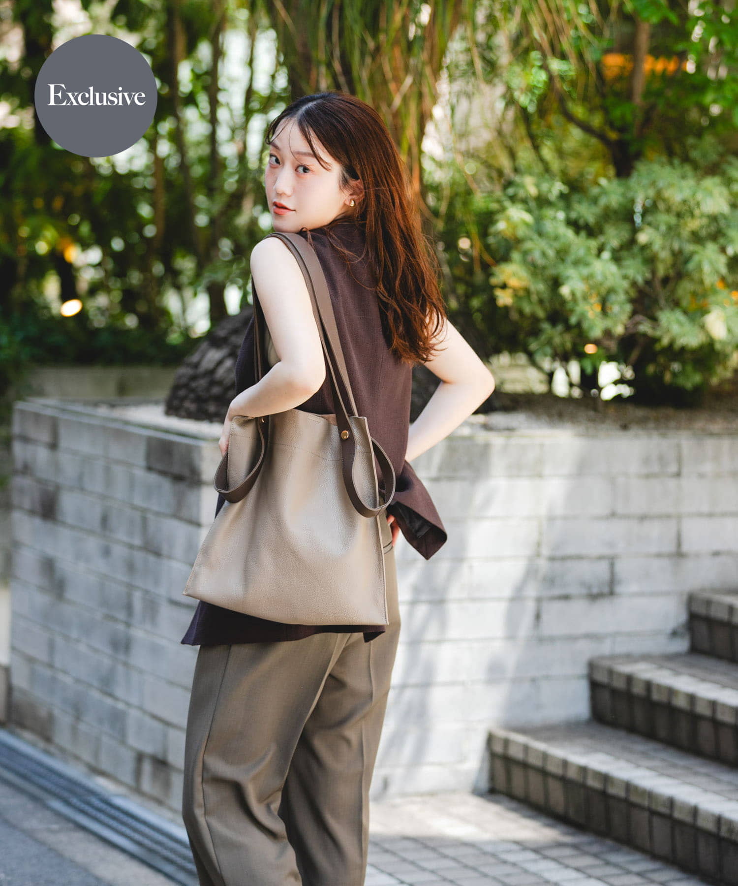 『一部別注カラー』BEAURE　カウレザー2デザインベルトバッグ GRYxMARRON one