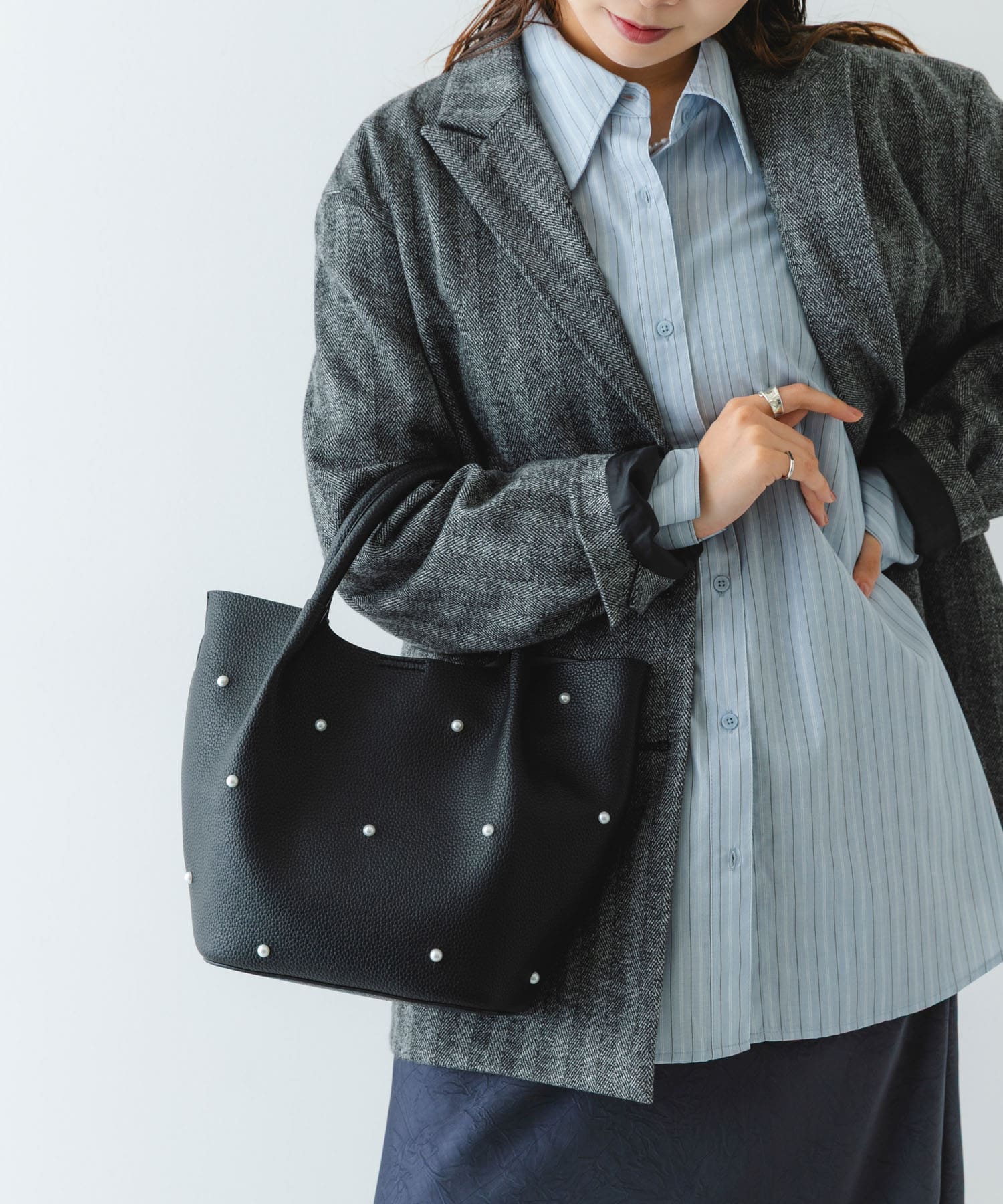 インバッグ付パールバッグ BLACK one