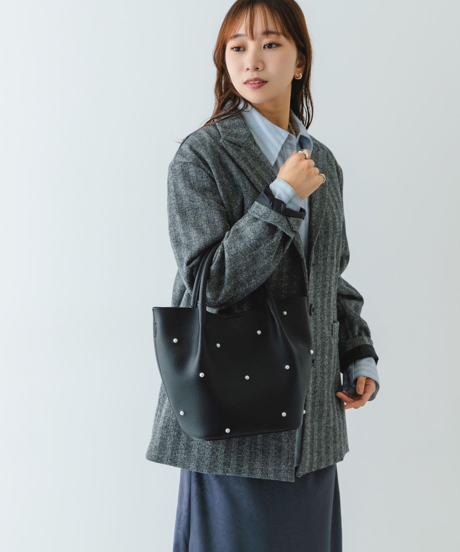 インバッグ付パールバッグ BLACK one