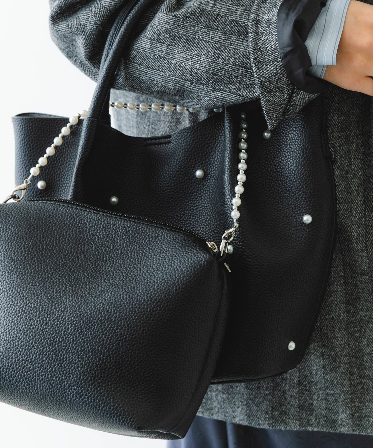 インバッグ付パールバッグ BLACK one
