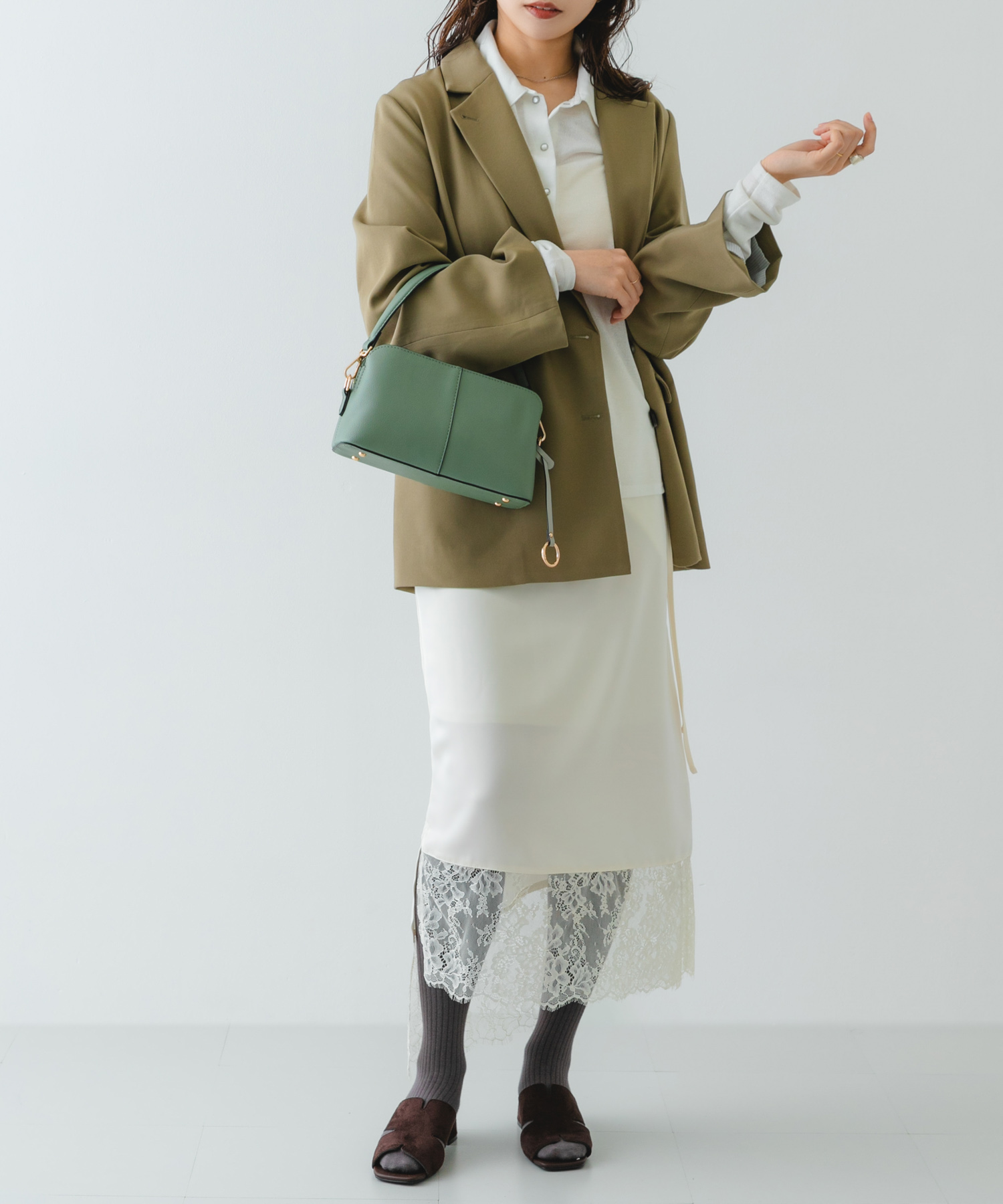 センターステッチショルダーバッグ MINT one