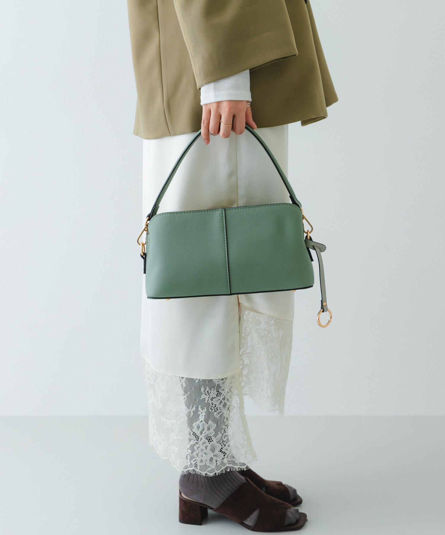 センターステッチショルダーバッグ MINT one