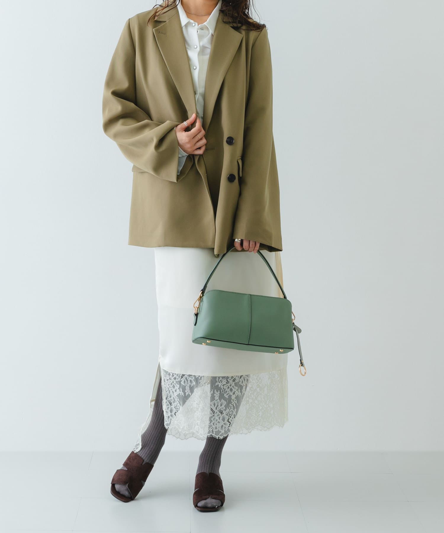 センターステッチショルダーバッグ MINT one