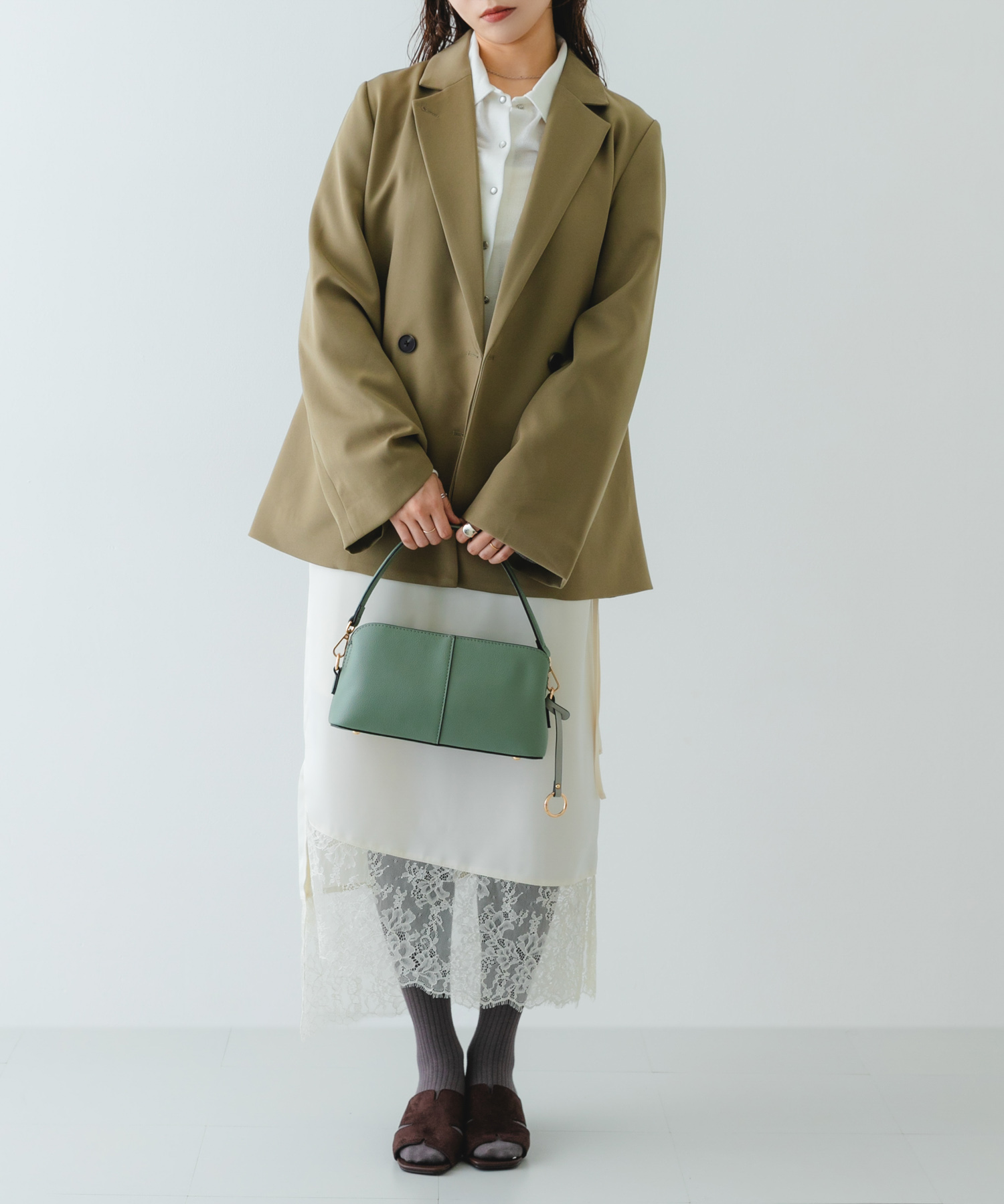 センターステッチショルダーバッグ MINT one