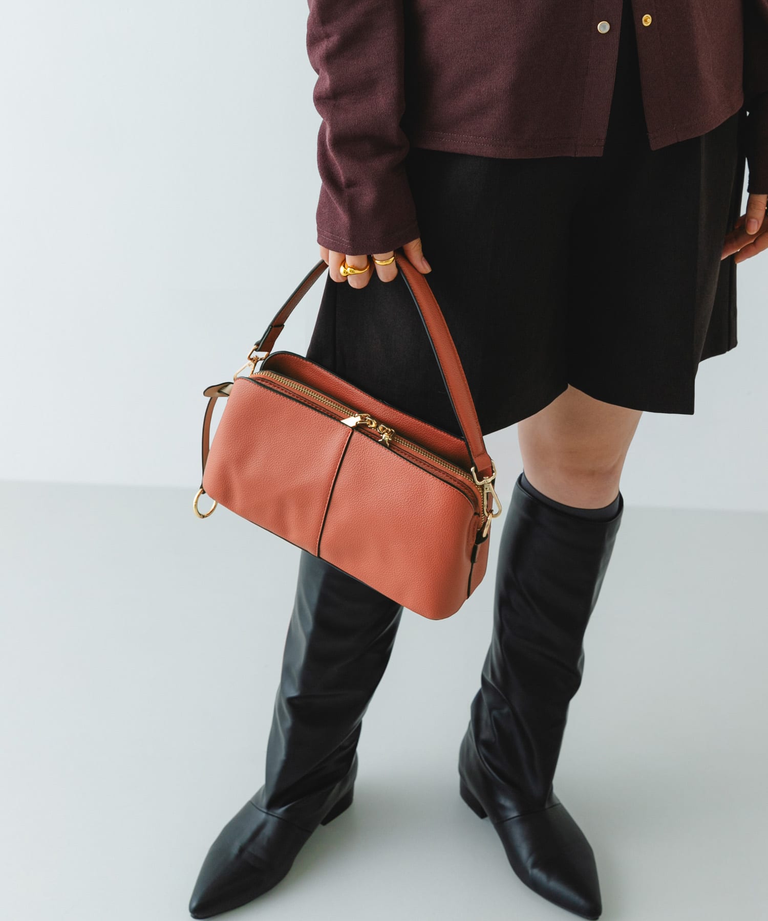 センターステッチショルダーバッグ ORANGE one