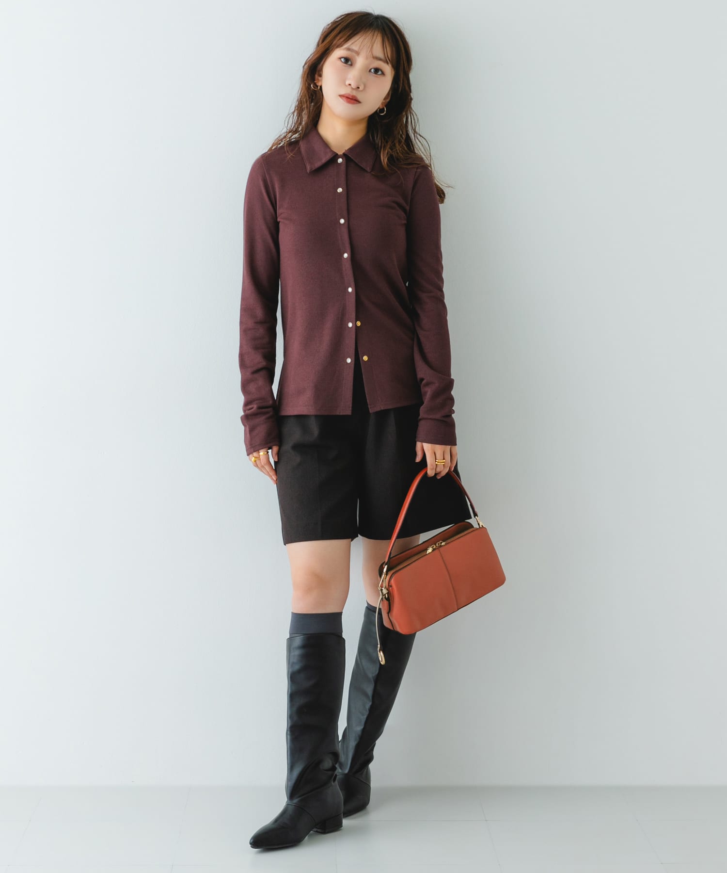 センターステッチショルダーバッグ ORANGE one