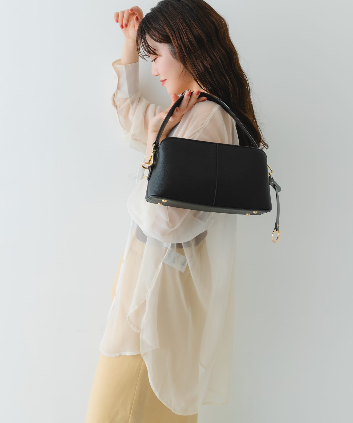 センターステッチショルダーバッグ BLACK one