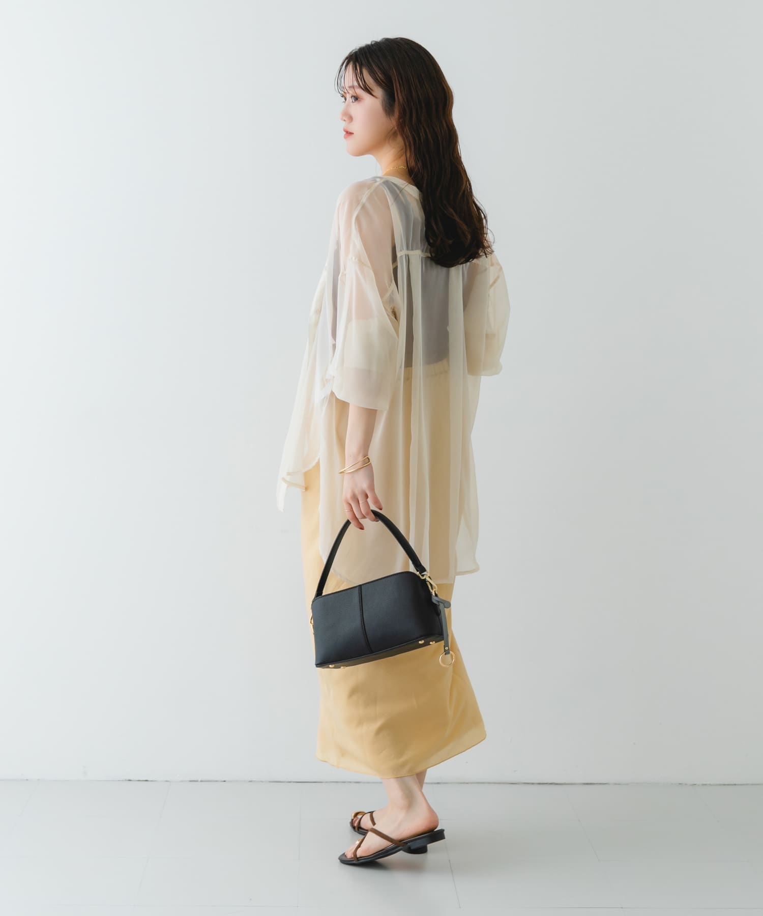 センターステッチショルダーバッグ BLACK one