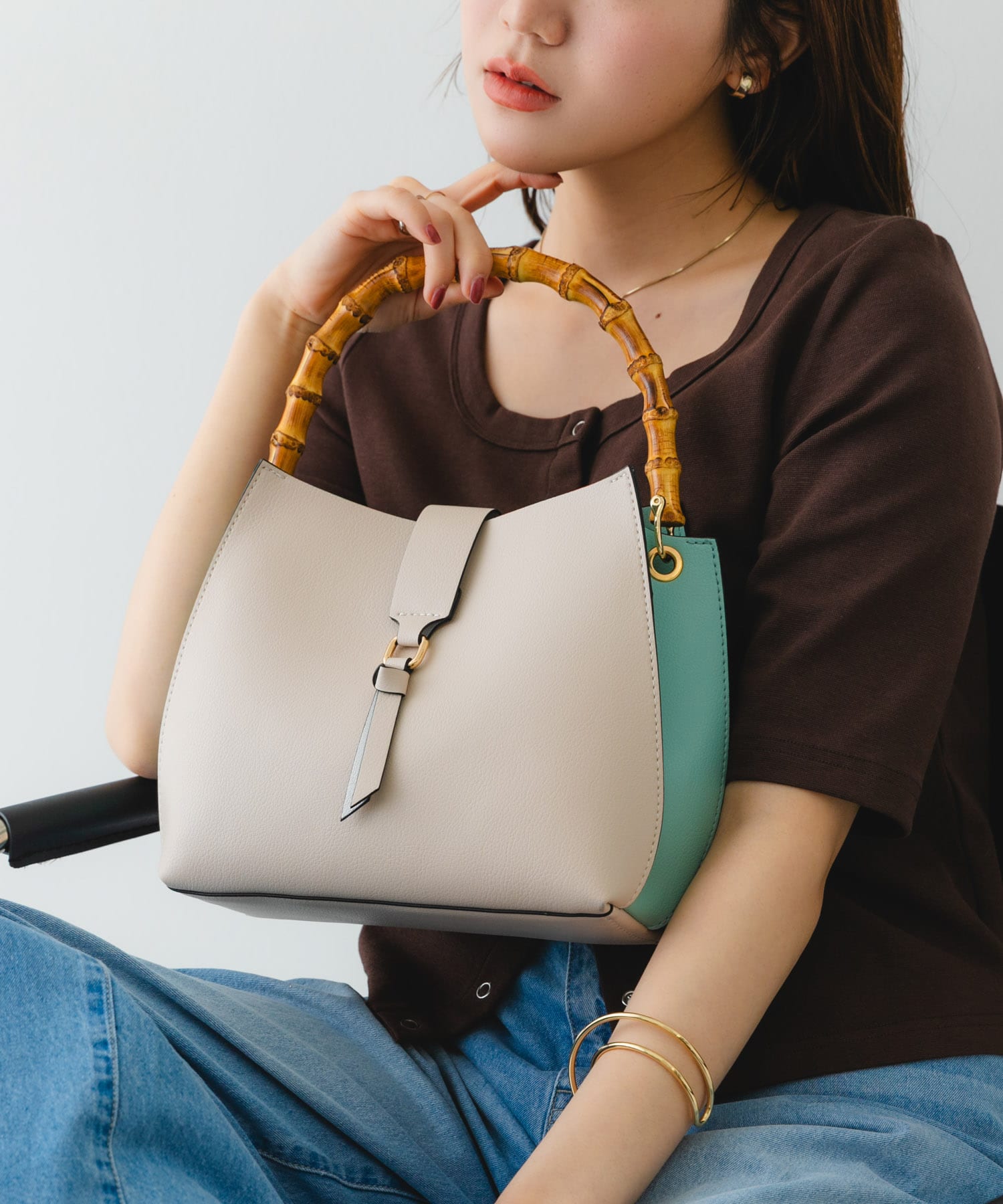 バンブーワンハンドルバッグ OFFxMNT one