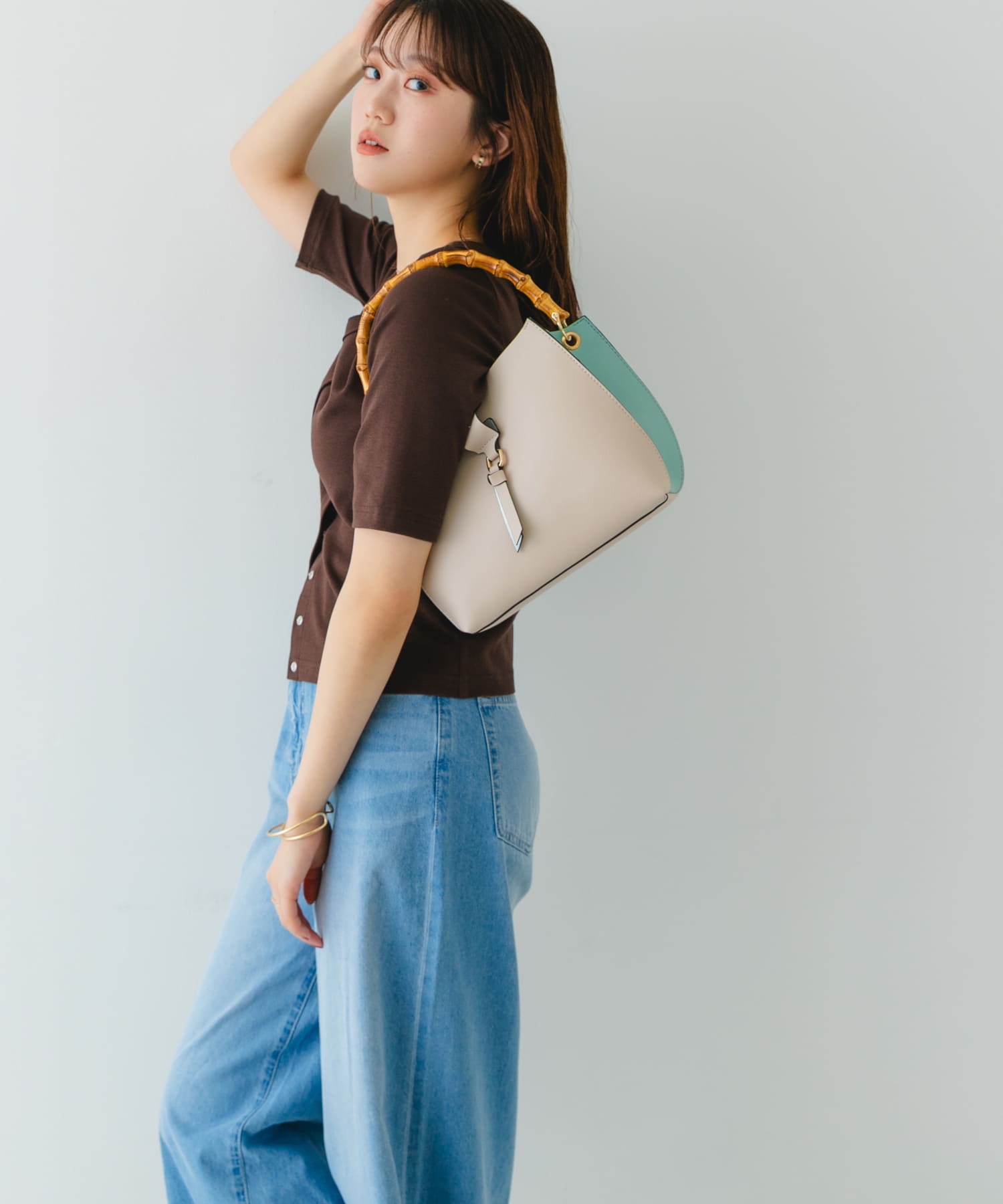 バンブーワンハンドルバッグ OFFxMNT one