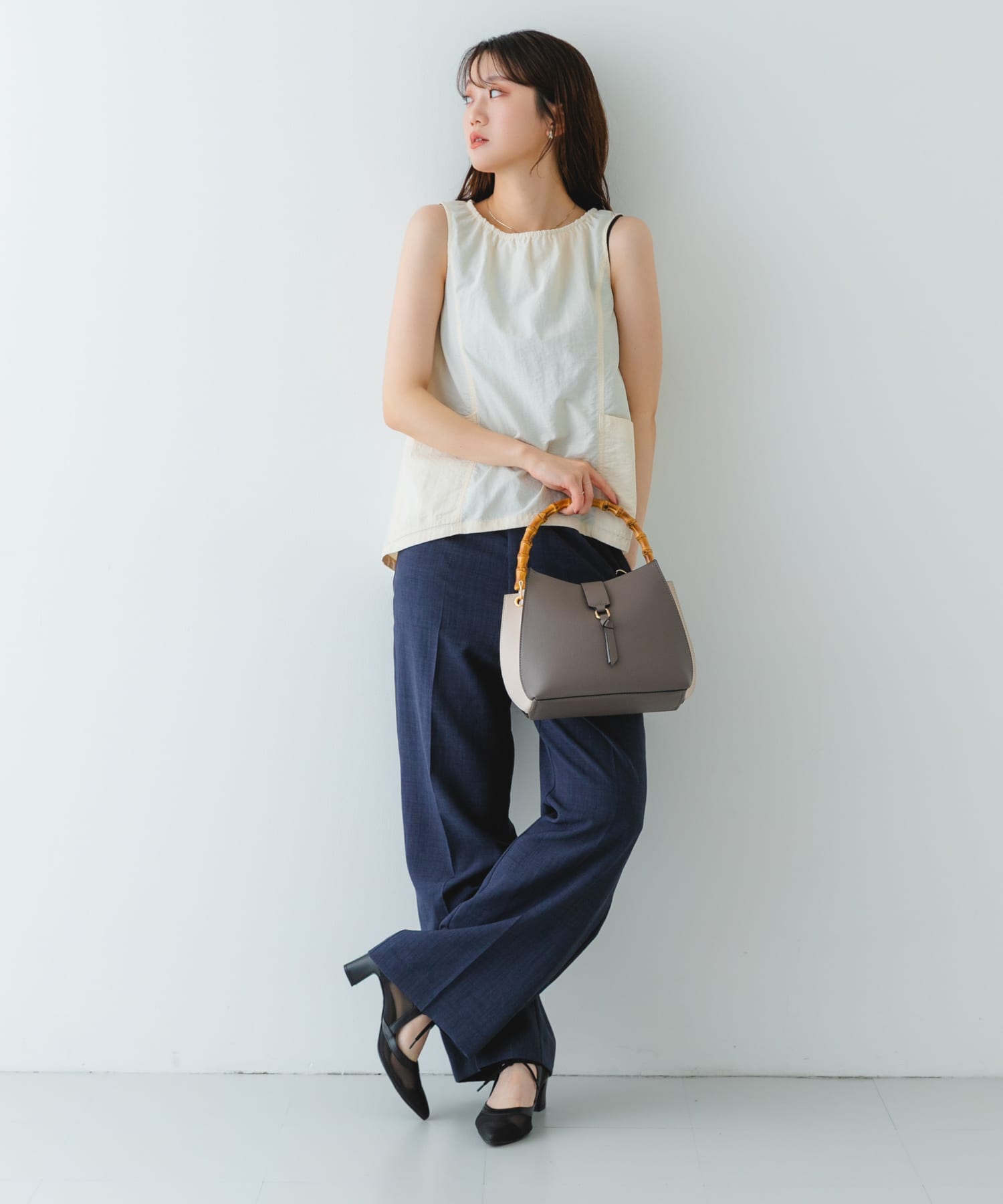 バンブーワンハンドルバッグ GRYxOFF one
