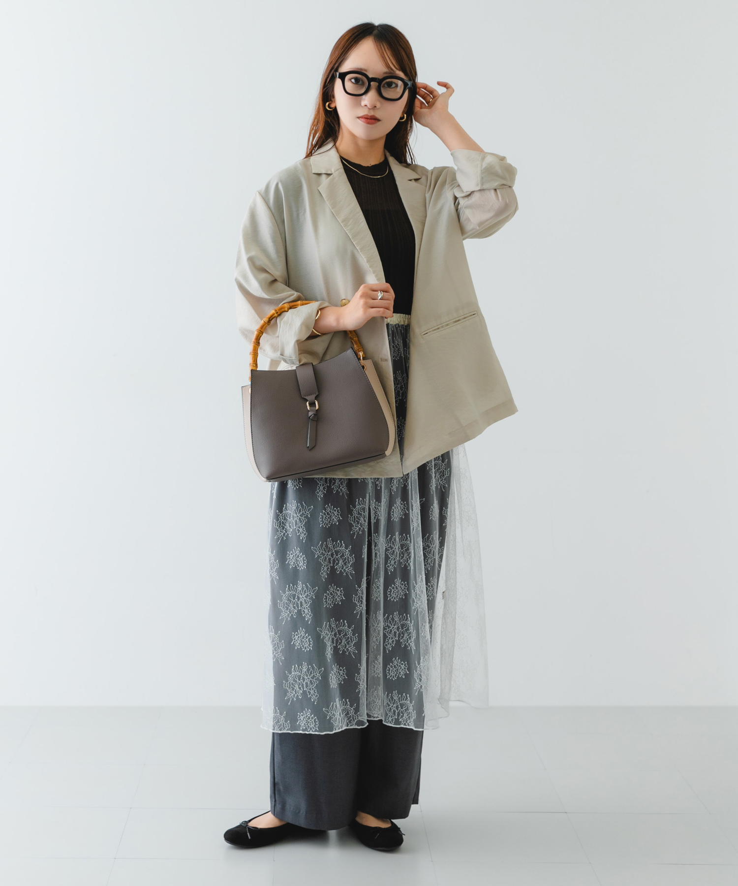 バンブーワンハンドルバッグ GRYxOFF one