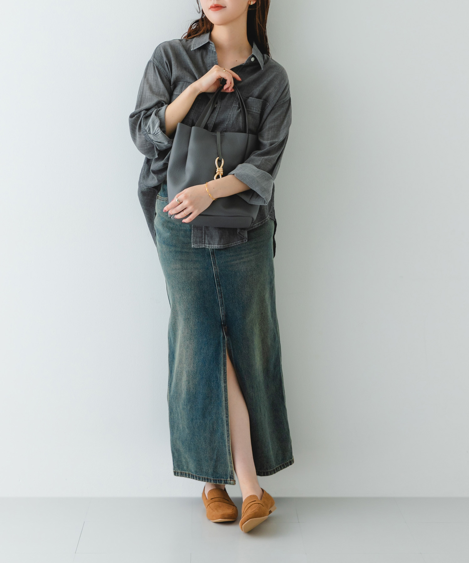 3WAYメタルリボントートバッグ GRAY one