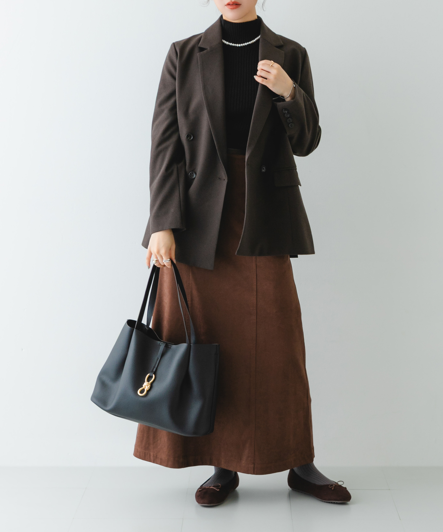 3WAYメタルリボンワイドトートバッグ BLACK one