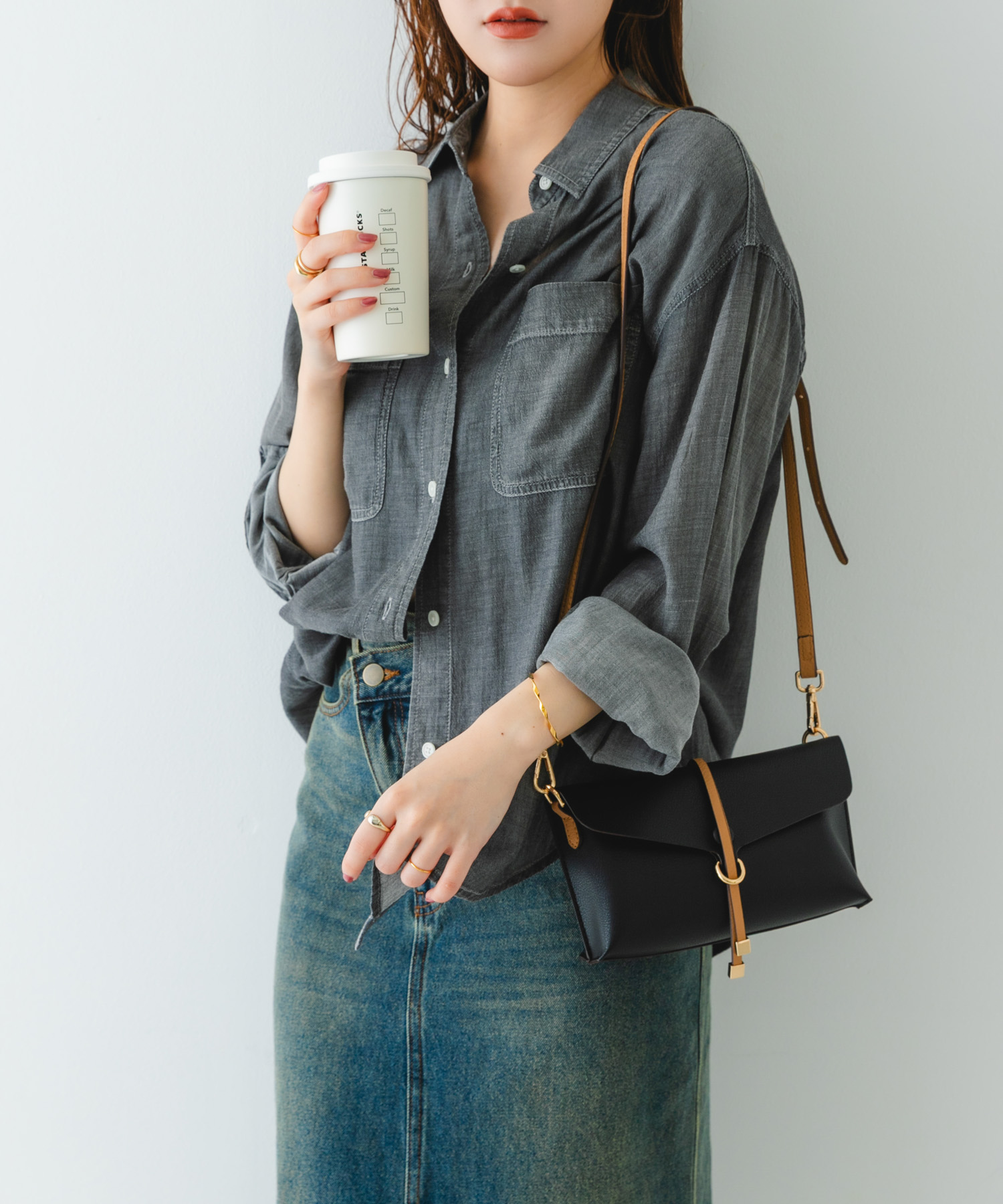 横型モバイルポシェット BLKxBEG one