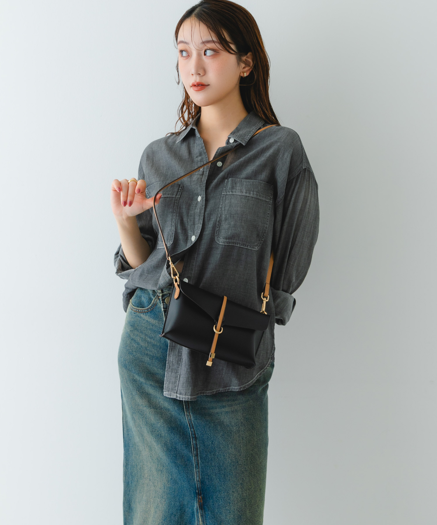 横型モバイルポシェット BLKxBEG one