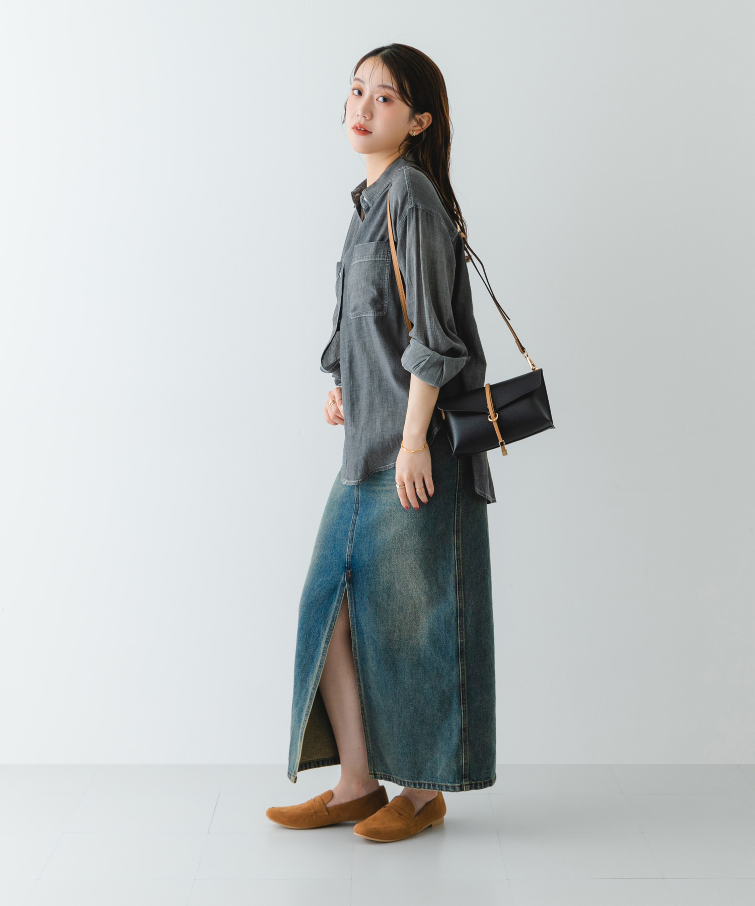 横型モバイルポシェット BLKxBEG one