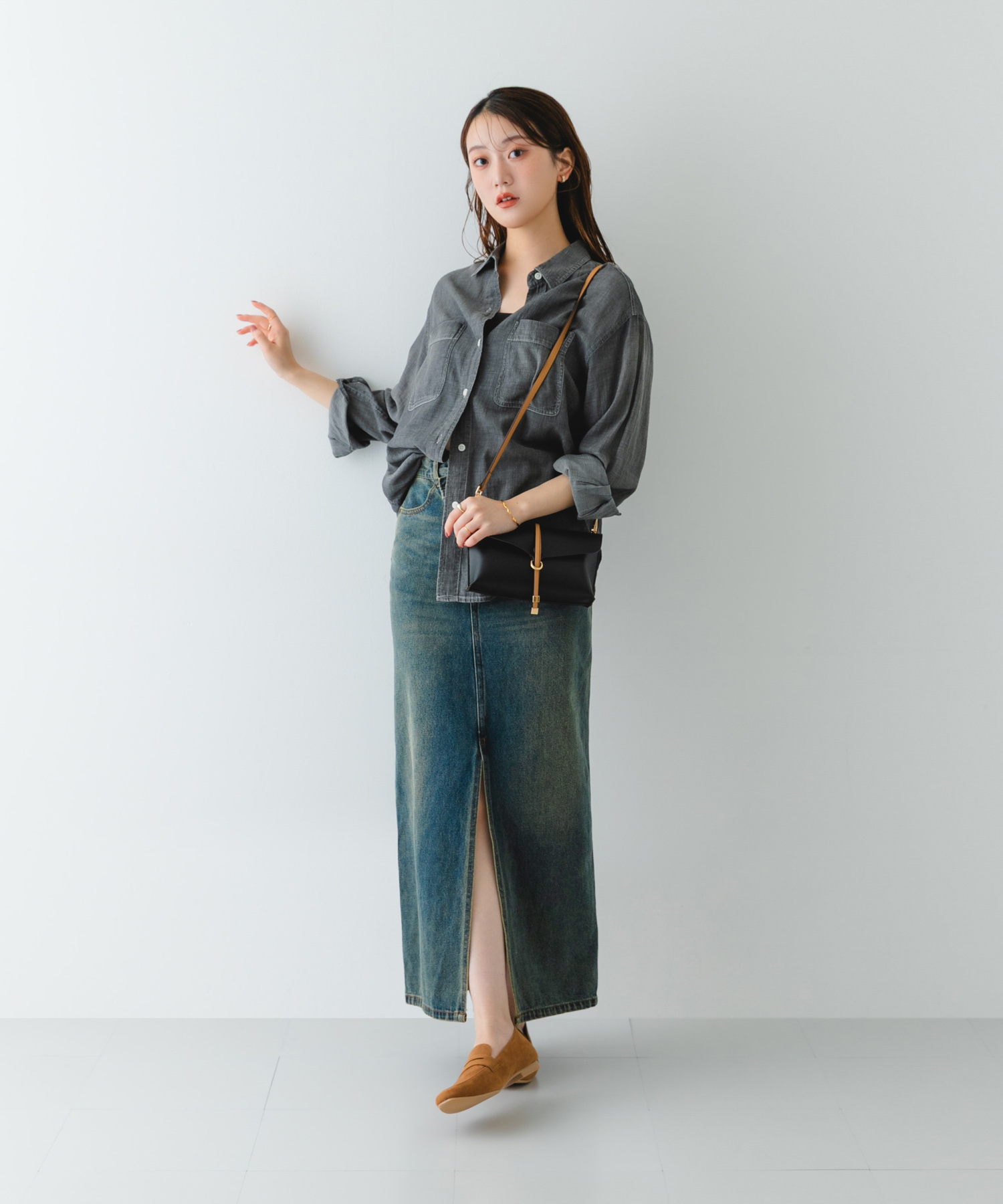 横型モバイルポシェット BLKxBEG one