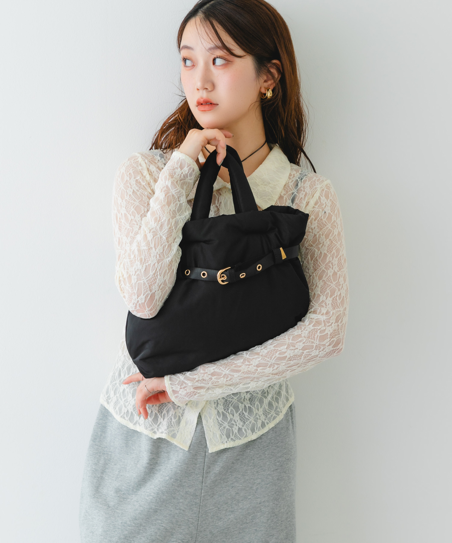 パテッドベルトバッグ BLACK one