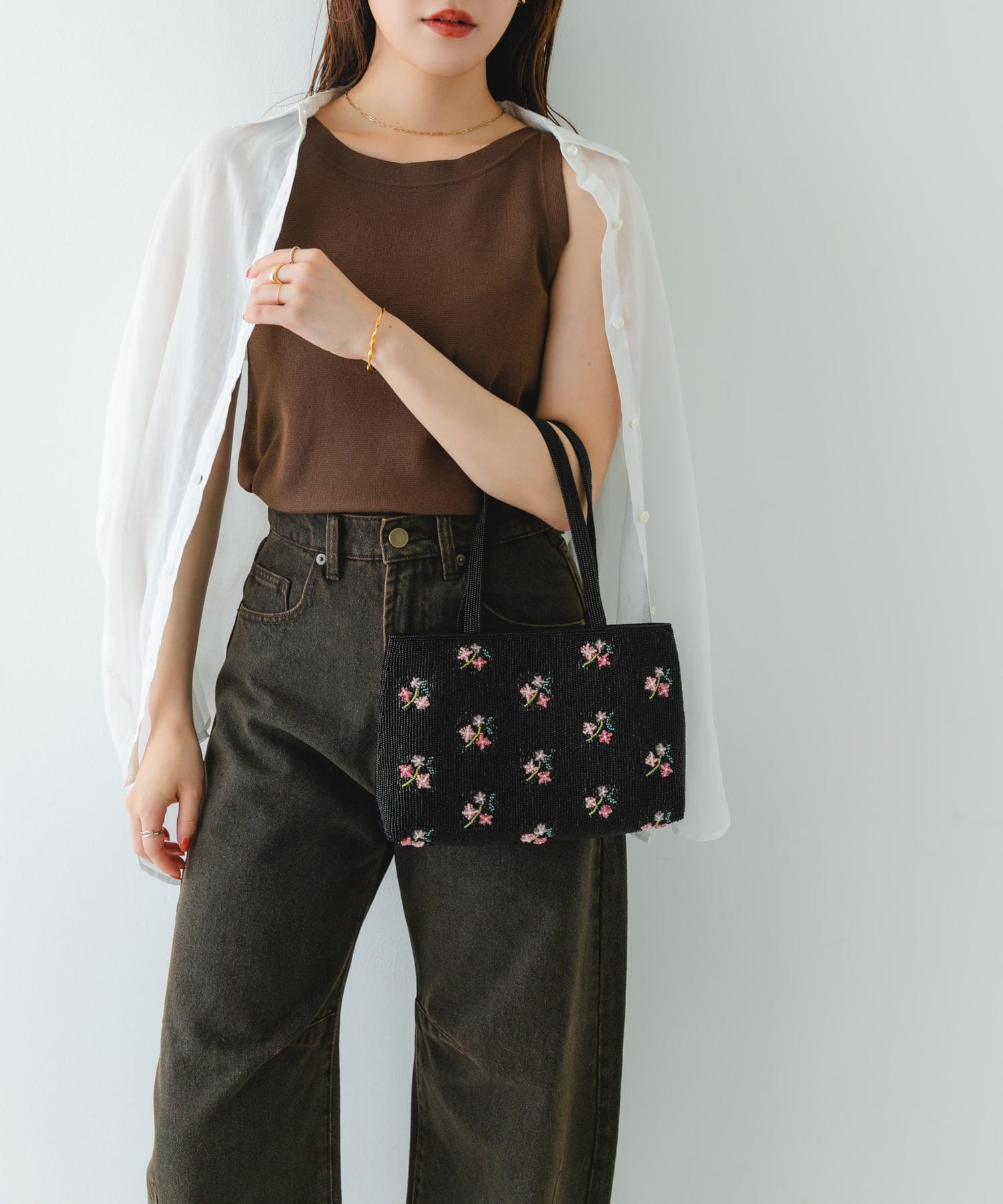 インド刺繍ビーズバッグ BLACK one