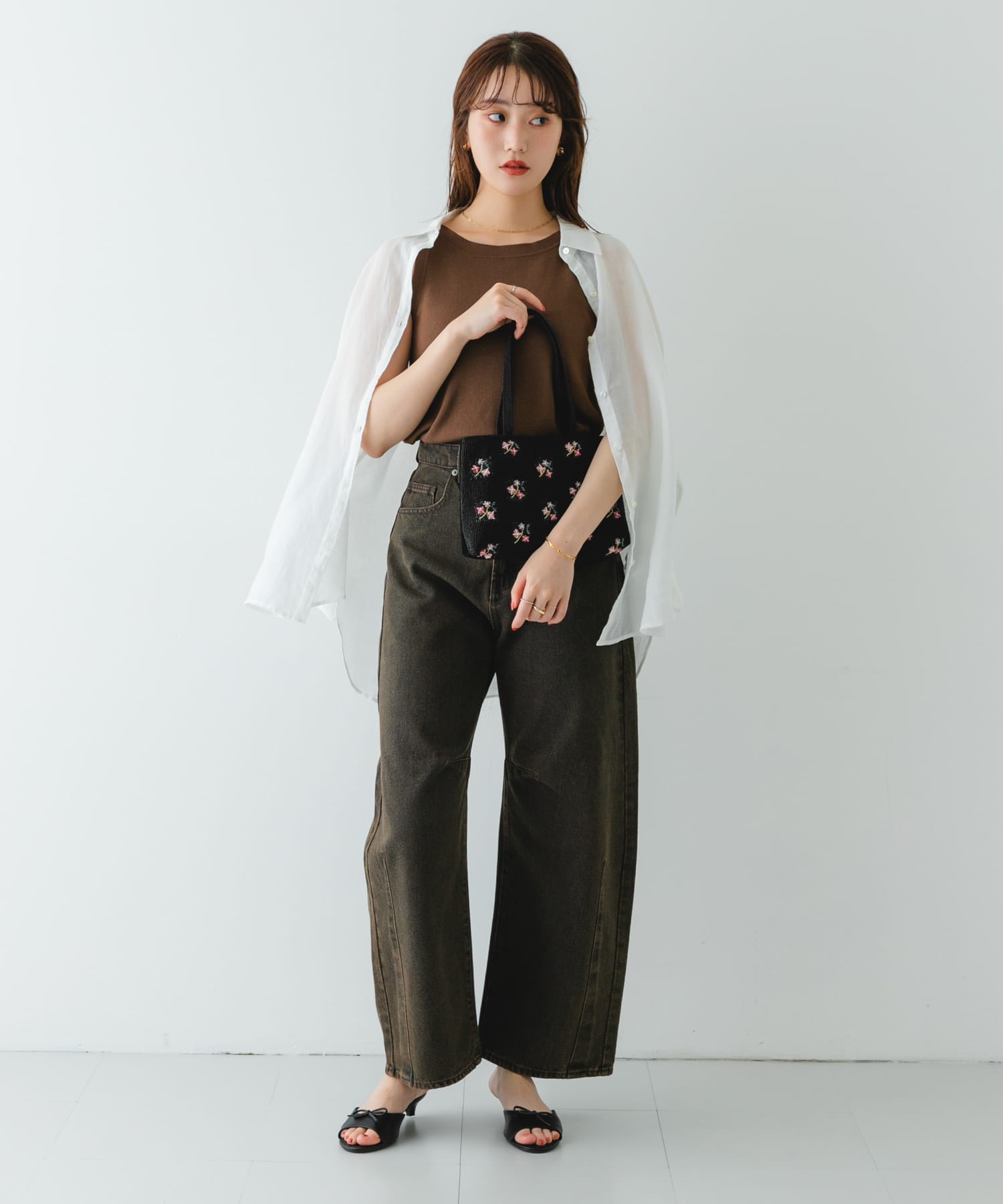 インド刺繍ビーズバッグ BLACK one