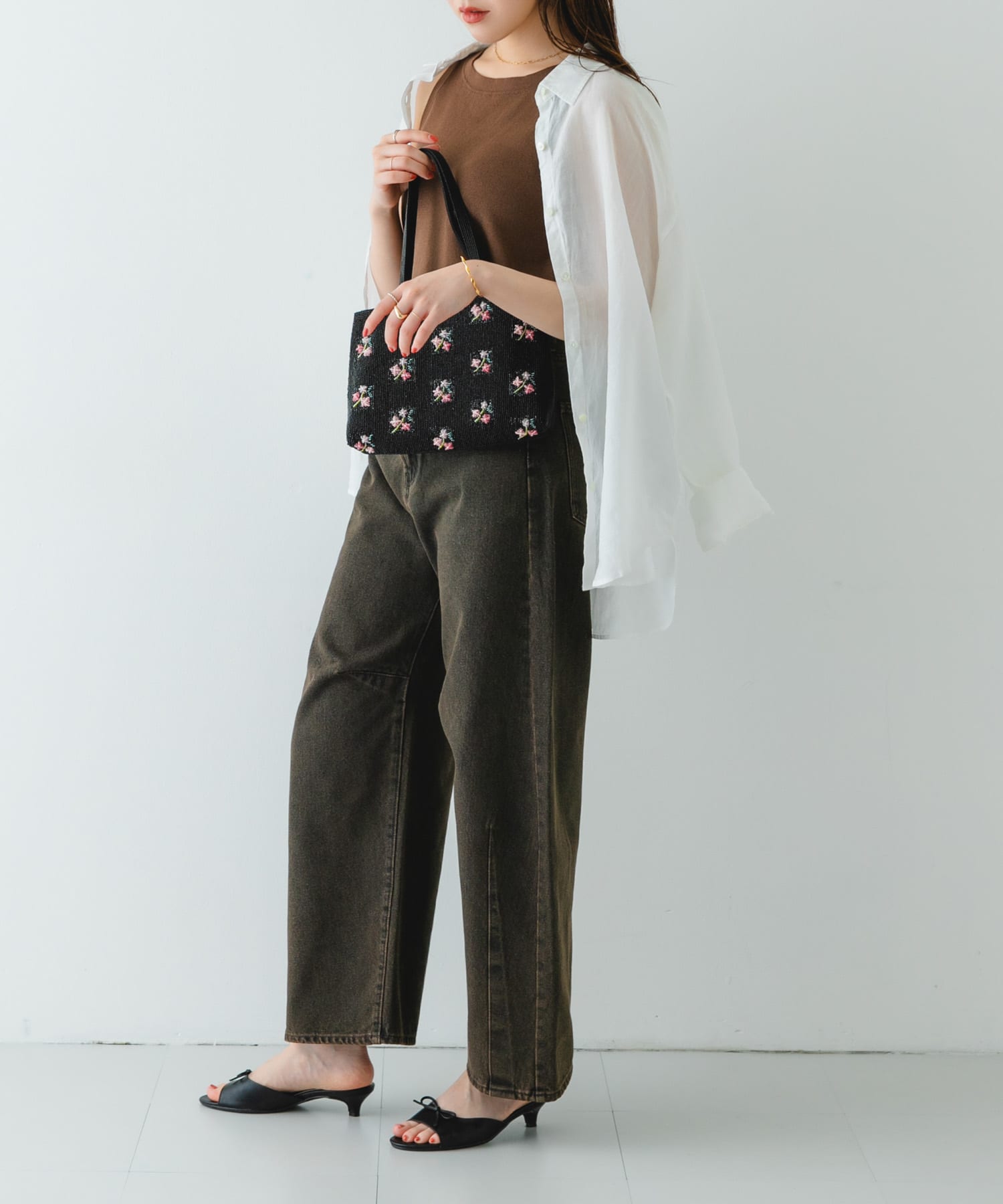 インド刺繍ビーズバッグ BLACK one