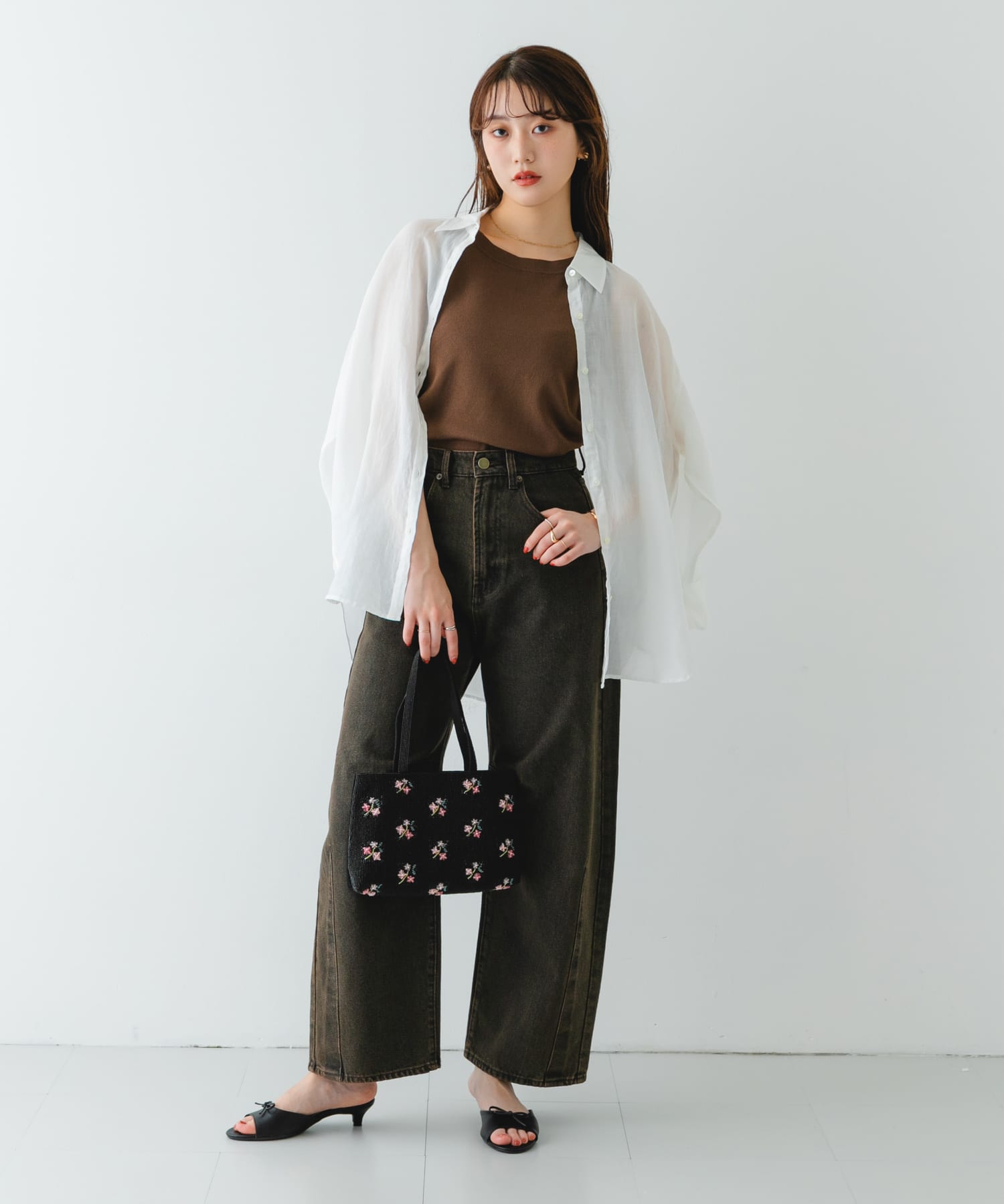 インド刺繍ビーズバッグ BLACK one