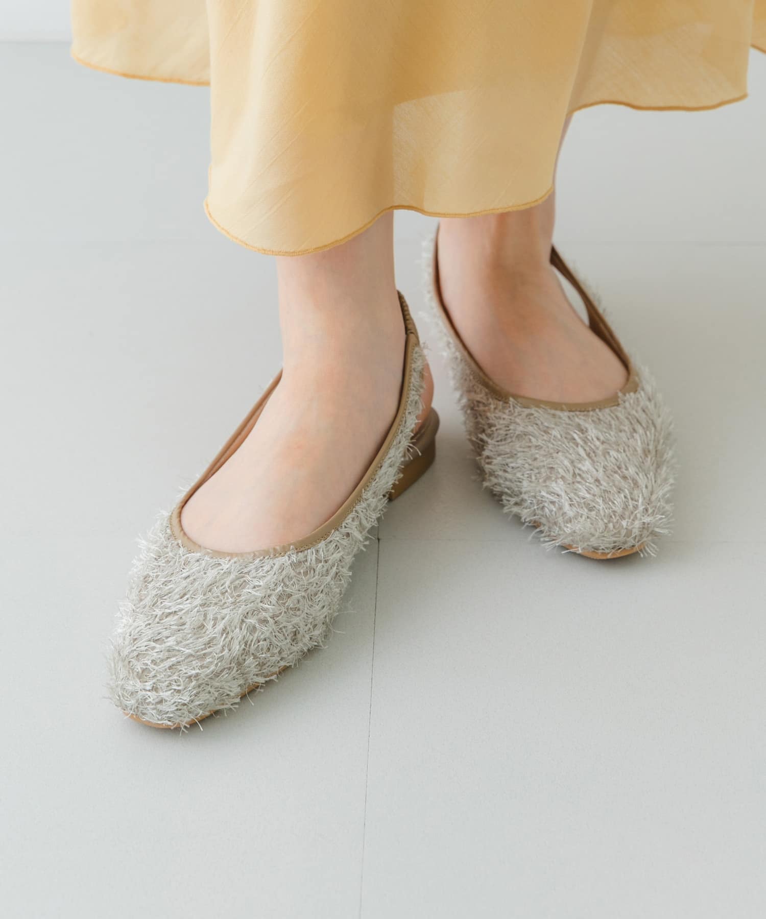 『MADE IN JAPAN』ヘアリーバックストラップミュール BEIGE 36