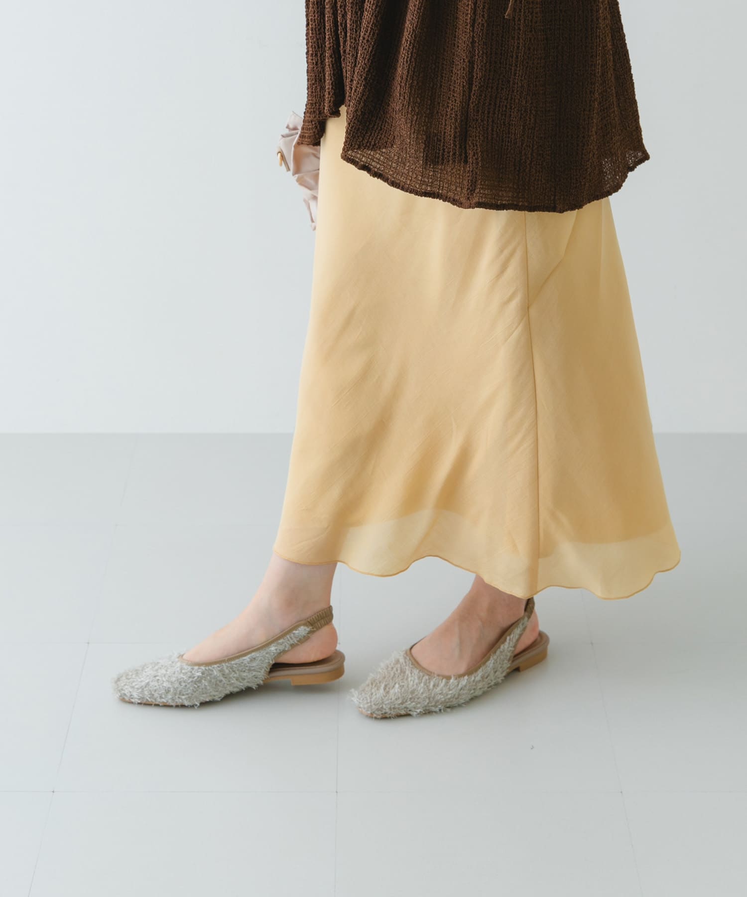 『MADE IN JAPAN』ヘアリーバックストラップミュール BEIGE 36
