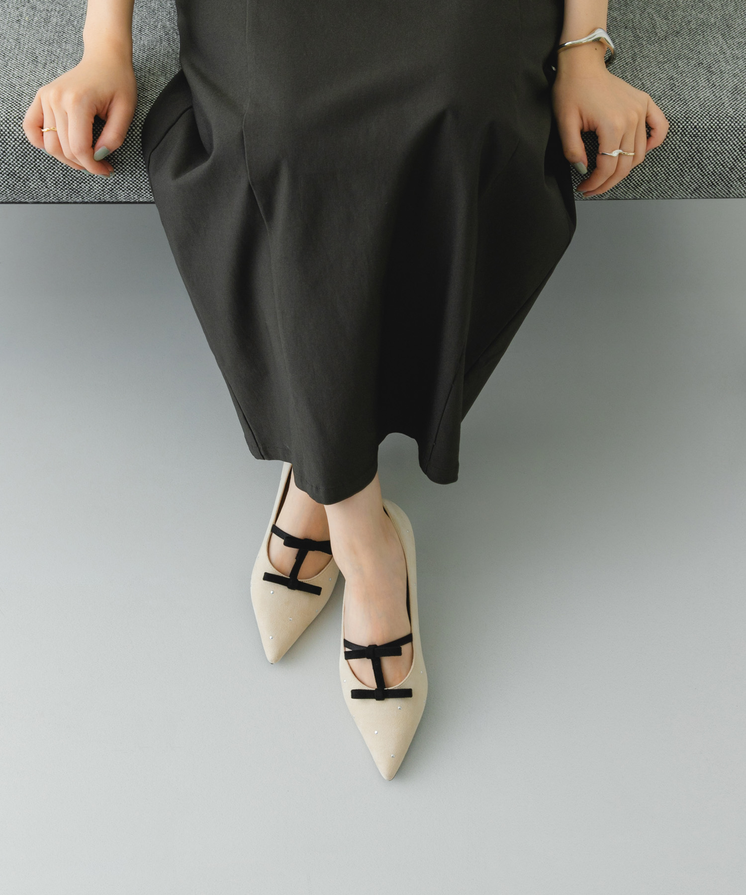 2センチダブルリボンヒールパンプス OFF 36