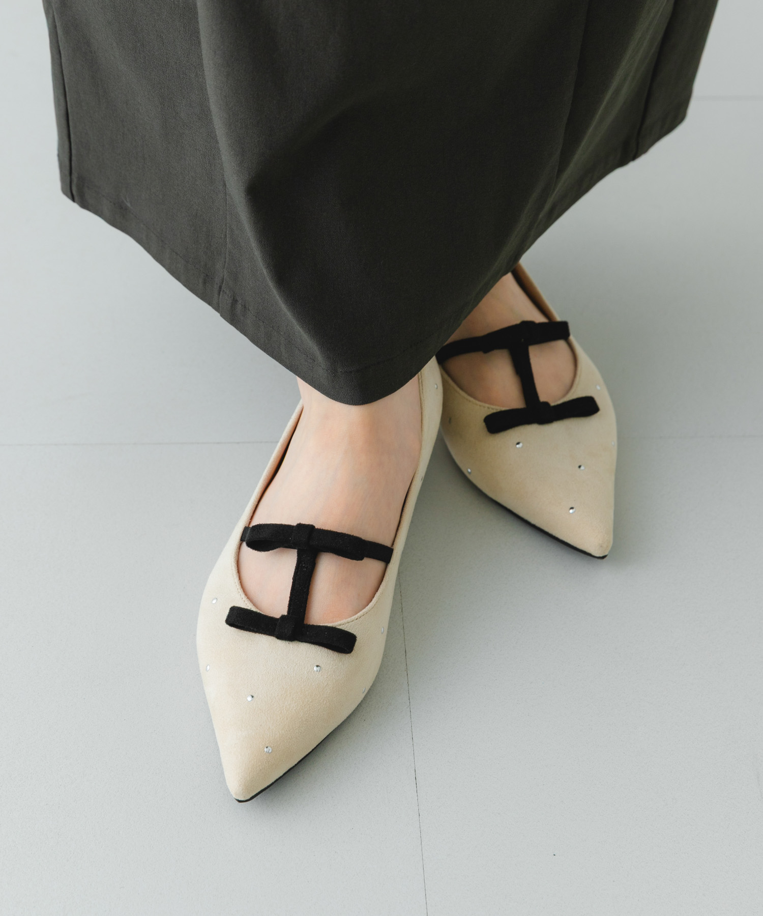 2センチダブルリボンヒールパンプス OFF 36