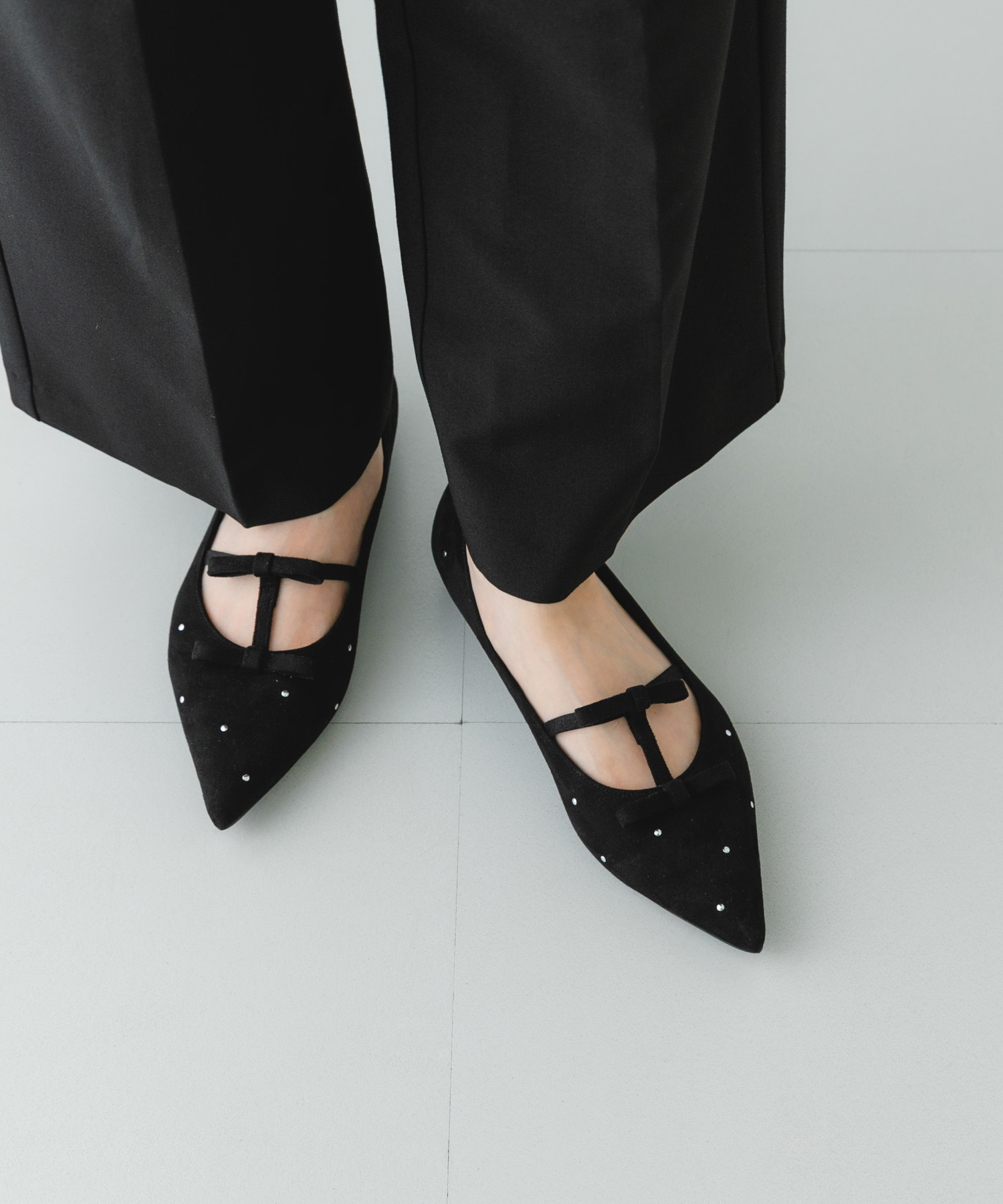 2センチダブルリボンヒールパンプス BLACK 36