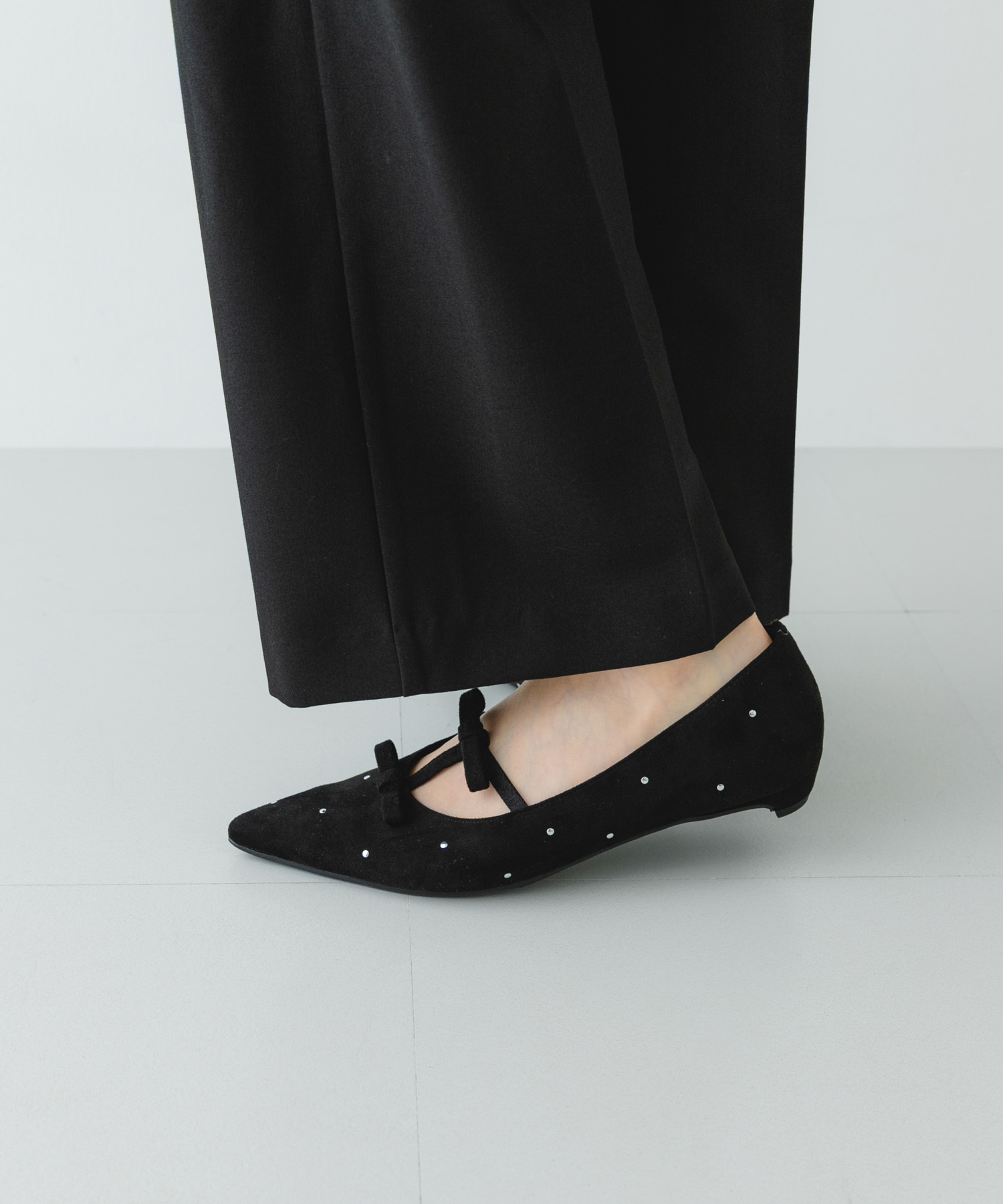 2センチダブルリボンヒールパンプス BLACK 36