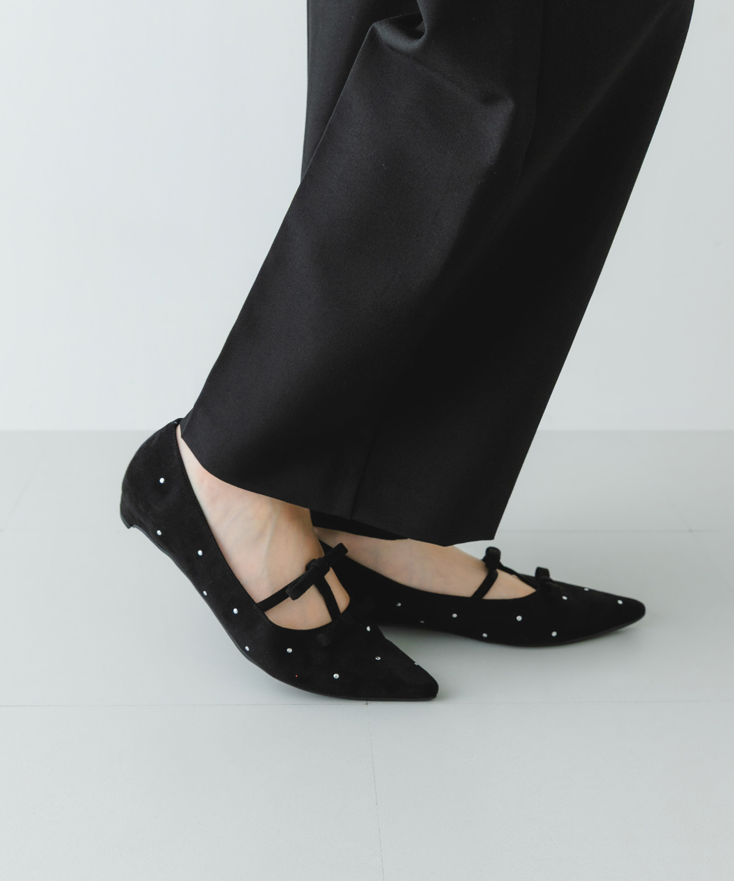 2センチダブルリボンヒールパンプス BLACK 36