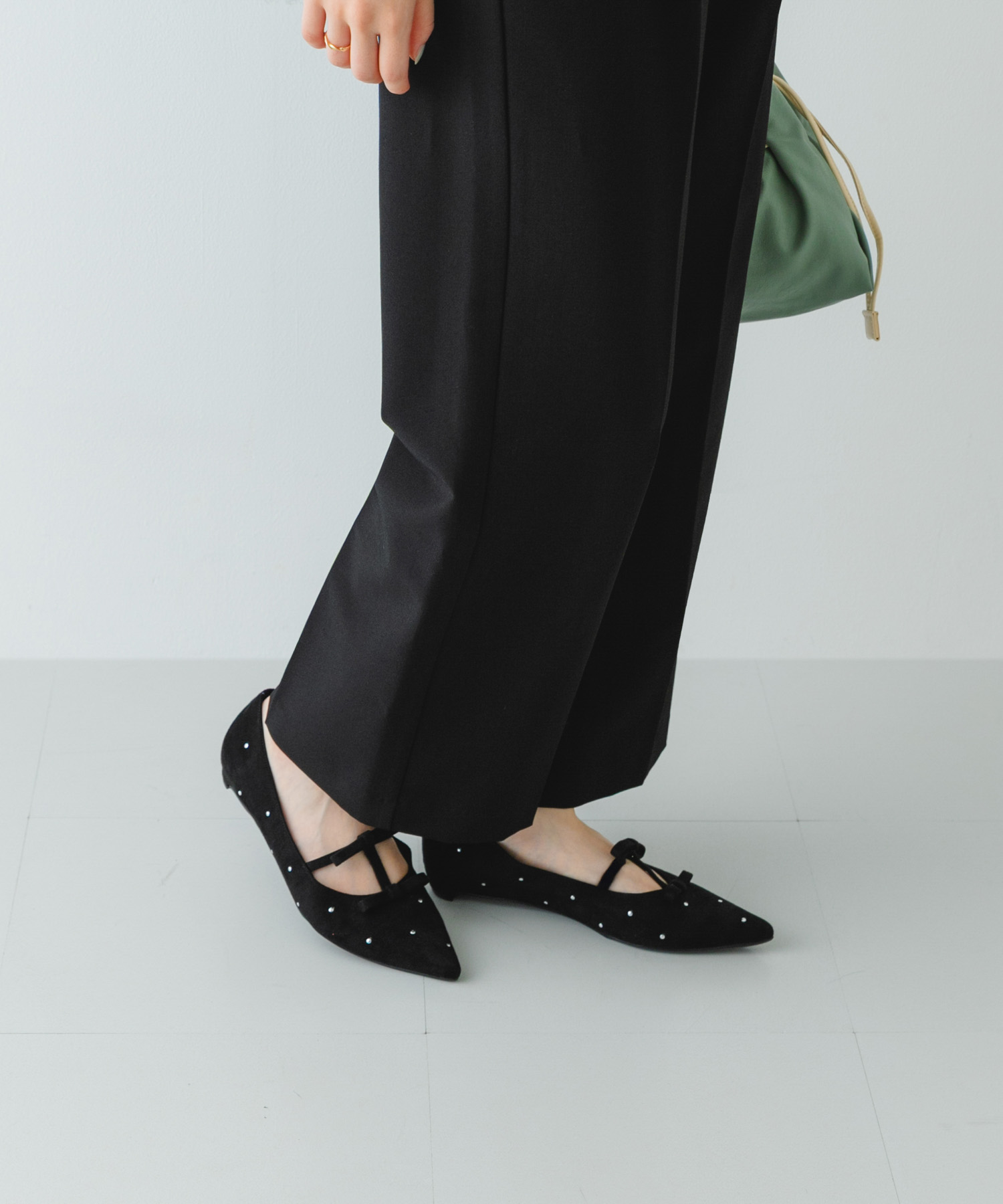 2センチダブルリボンヒールパンプス BLACK 36