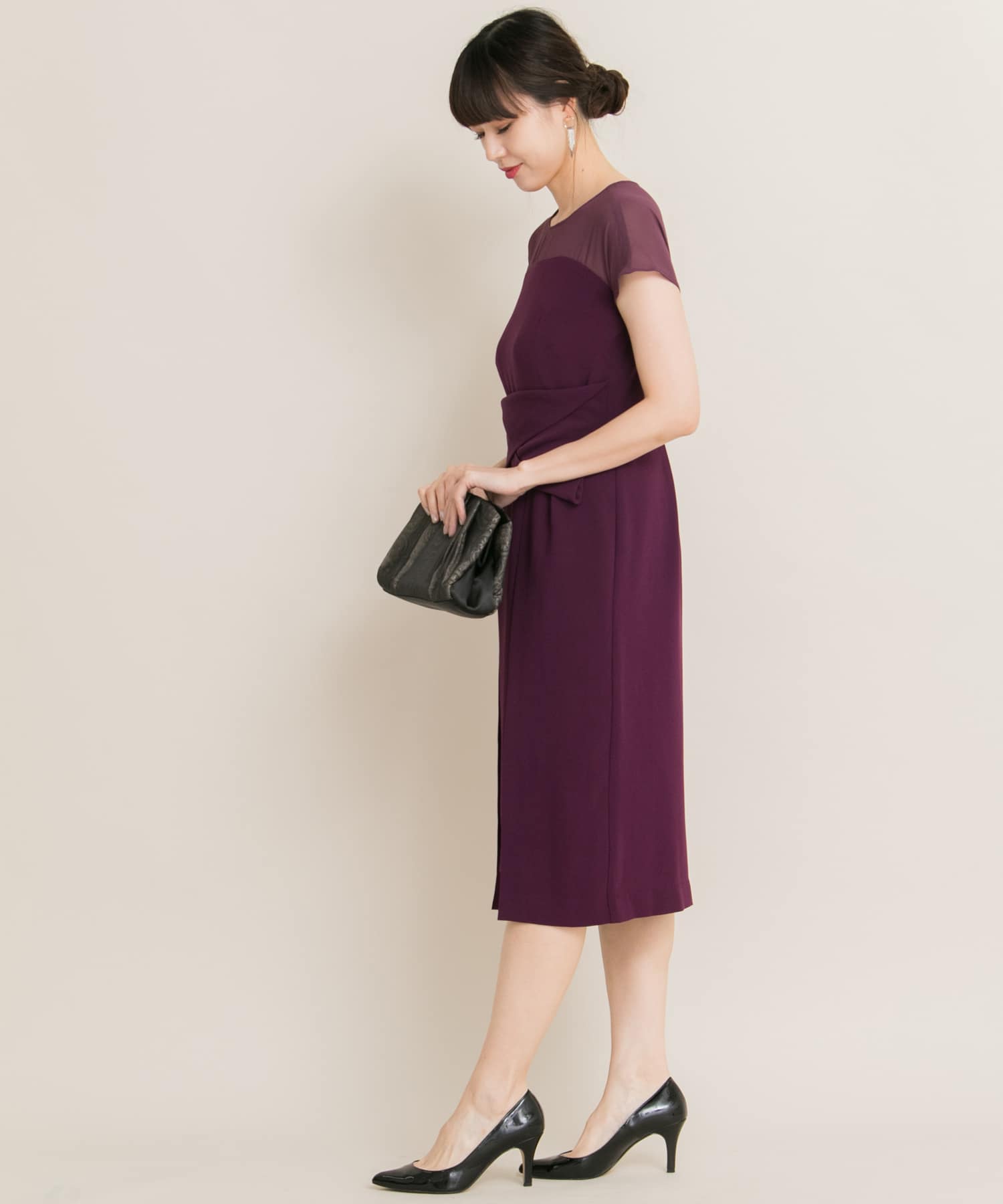 kaene×ROSSO　ウエストマークワンピース∴ PURPLE FREE